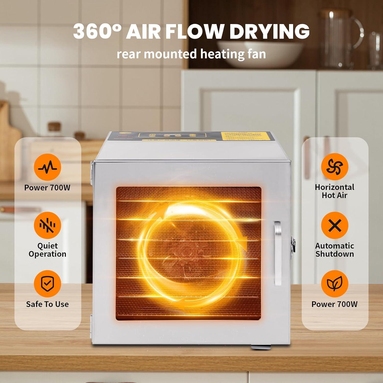 Deshidratadora de Alimentos FAHKNS 8 Bandejas Acero Inoxidable 700W