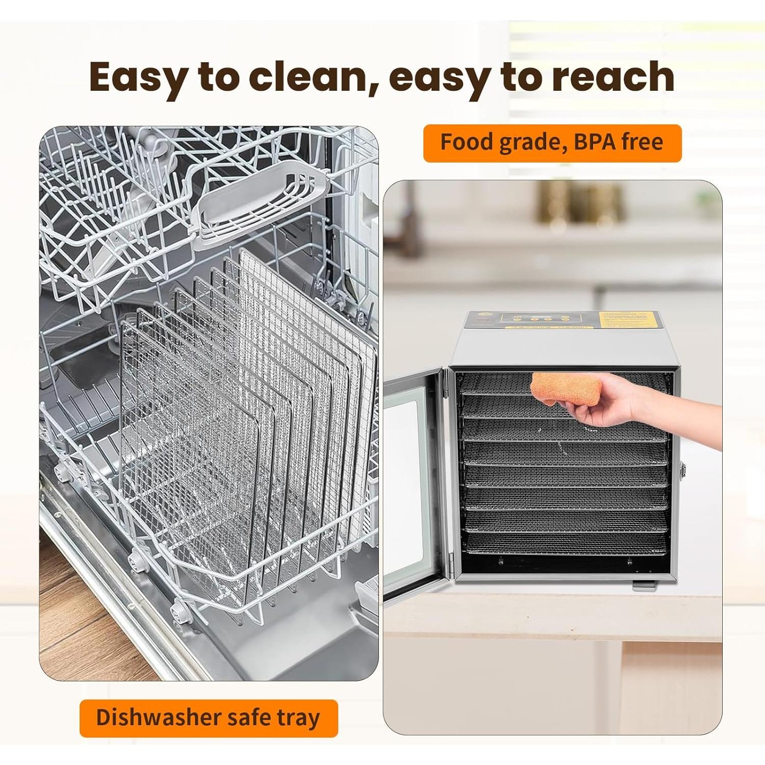 Deshidratadora de Alimentos FAHKNS 8 Bandejas Acero Inoxidable 700W