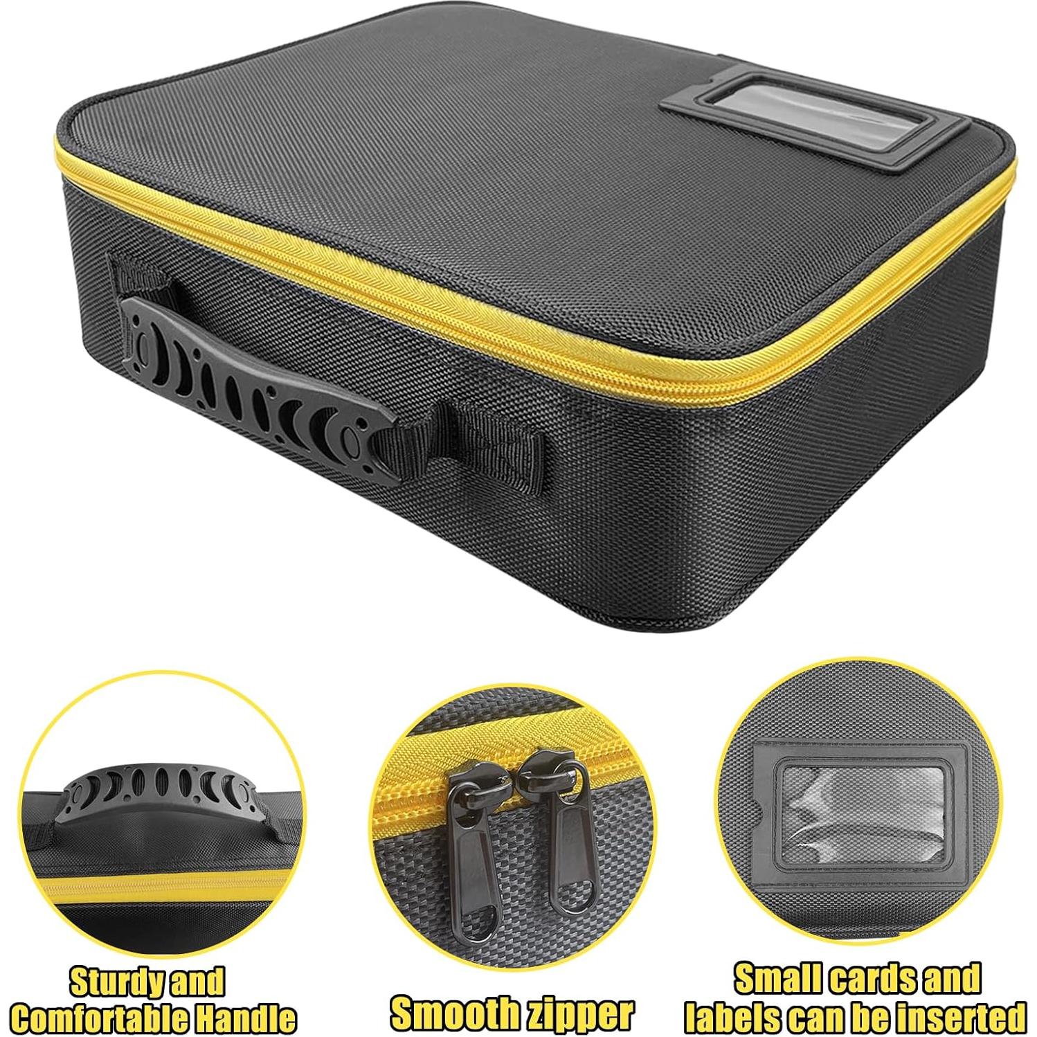 Extra Large Hard Tool Battery Carrying Case fits for Dewalt/Milwaukee/Makita 20V/60V/12V/18VBattery & Charger, Portable Power Tool Box Storage Bag with Adjustable Dividers for Accessories Organizer