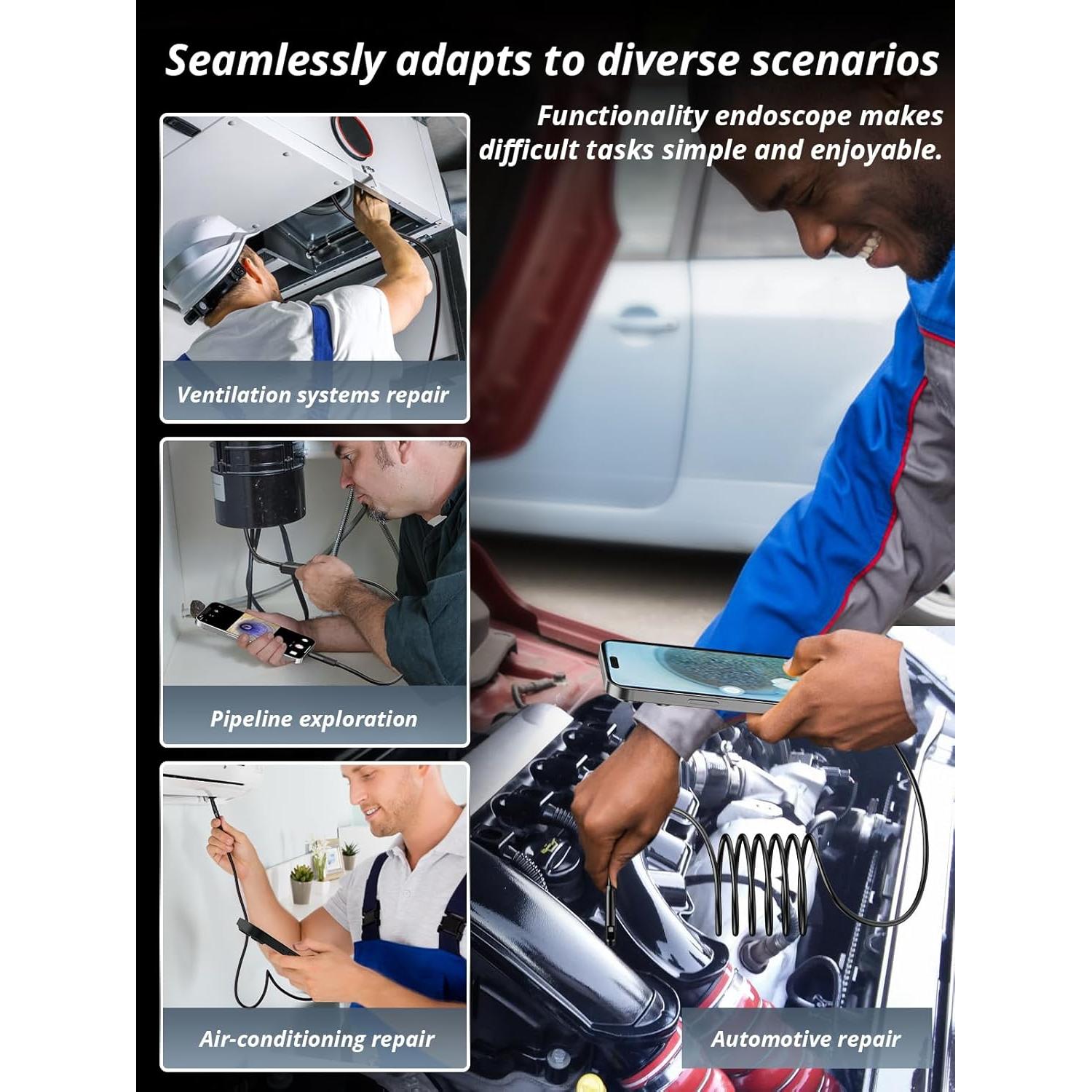 Cámara Endoscópica Acoath 1920P HD Doble Lente 3m IP67