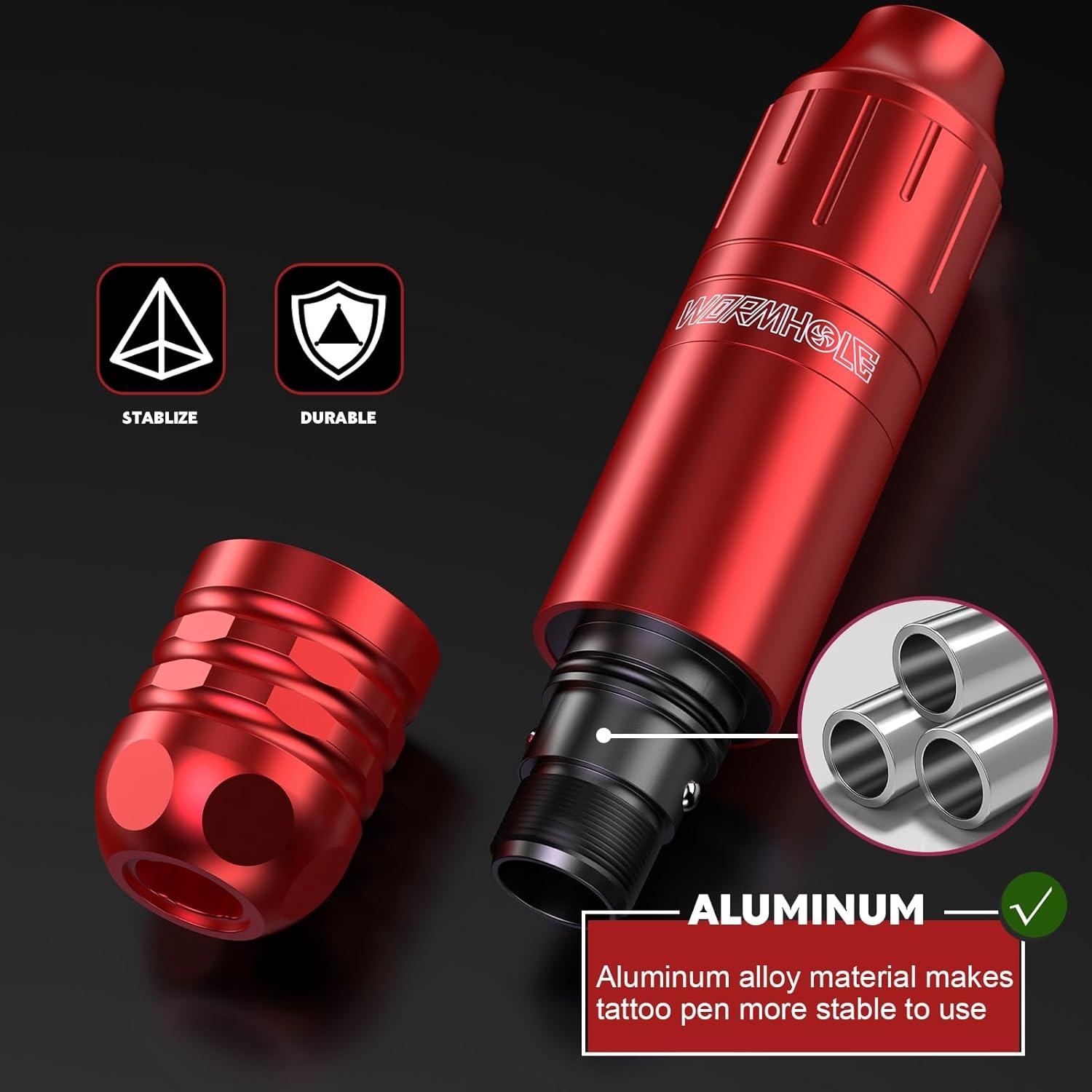 Kit de Tatuaje Wormhole WTK144 con Pluma, 20 Agujas y 10 Tintas