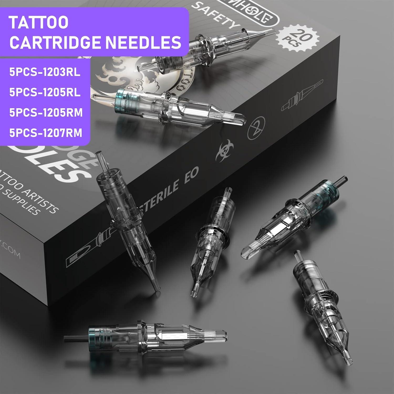 Kit de Tatuaje Wormhole WTK144 con Pluma, 20 Agujas y 10 Tintas