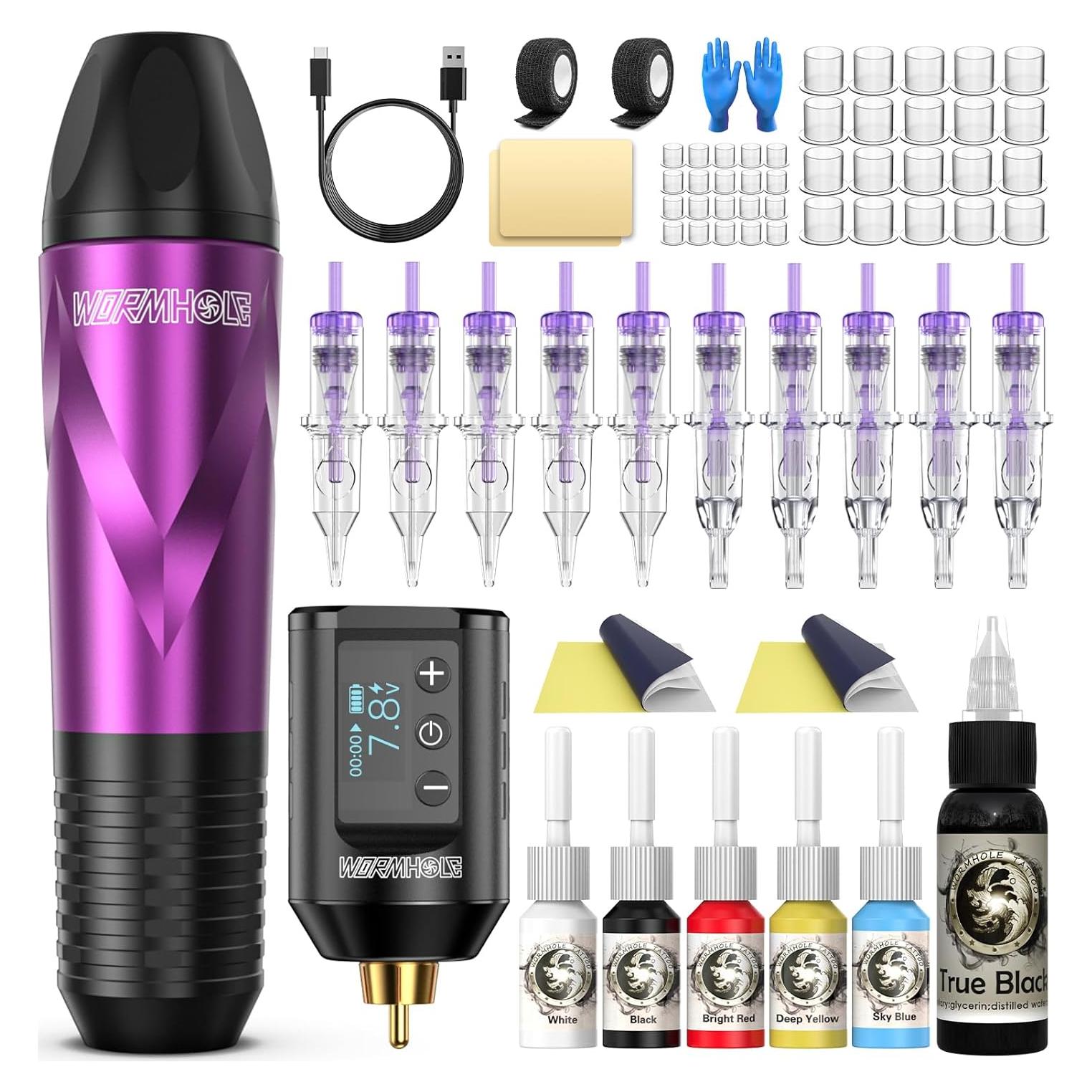 Kit de Tatuaje Inalámbrico Wormhole 1500mAh con Pantalla LED