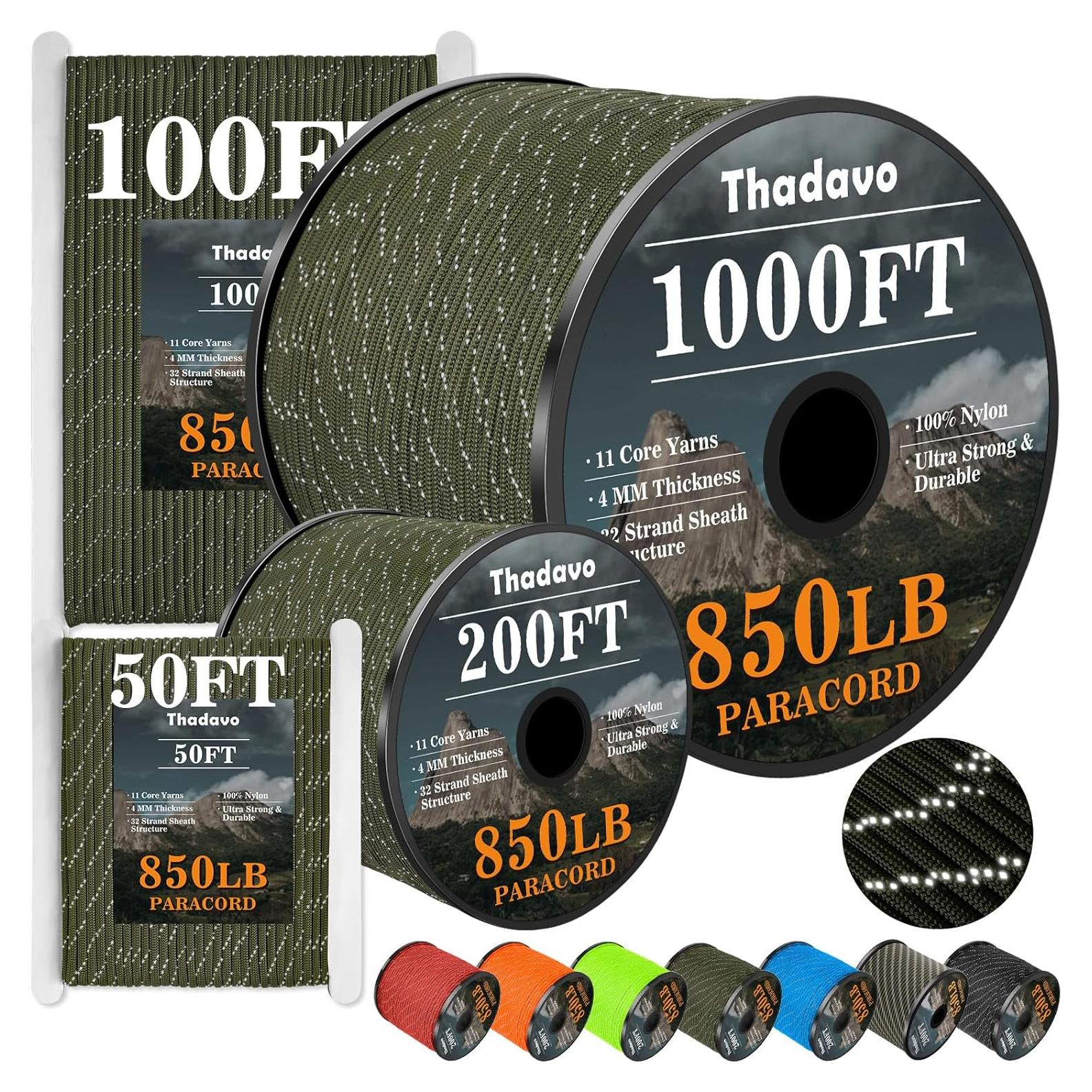 Cuerda Paracord Reflectante 850LB 4MM 30.48m Verde Militar