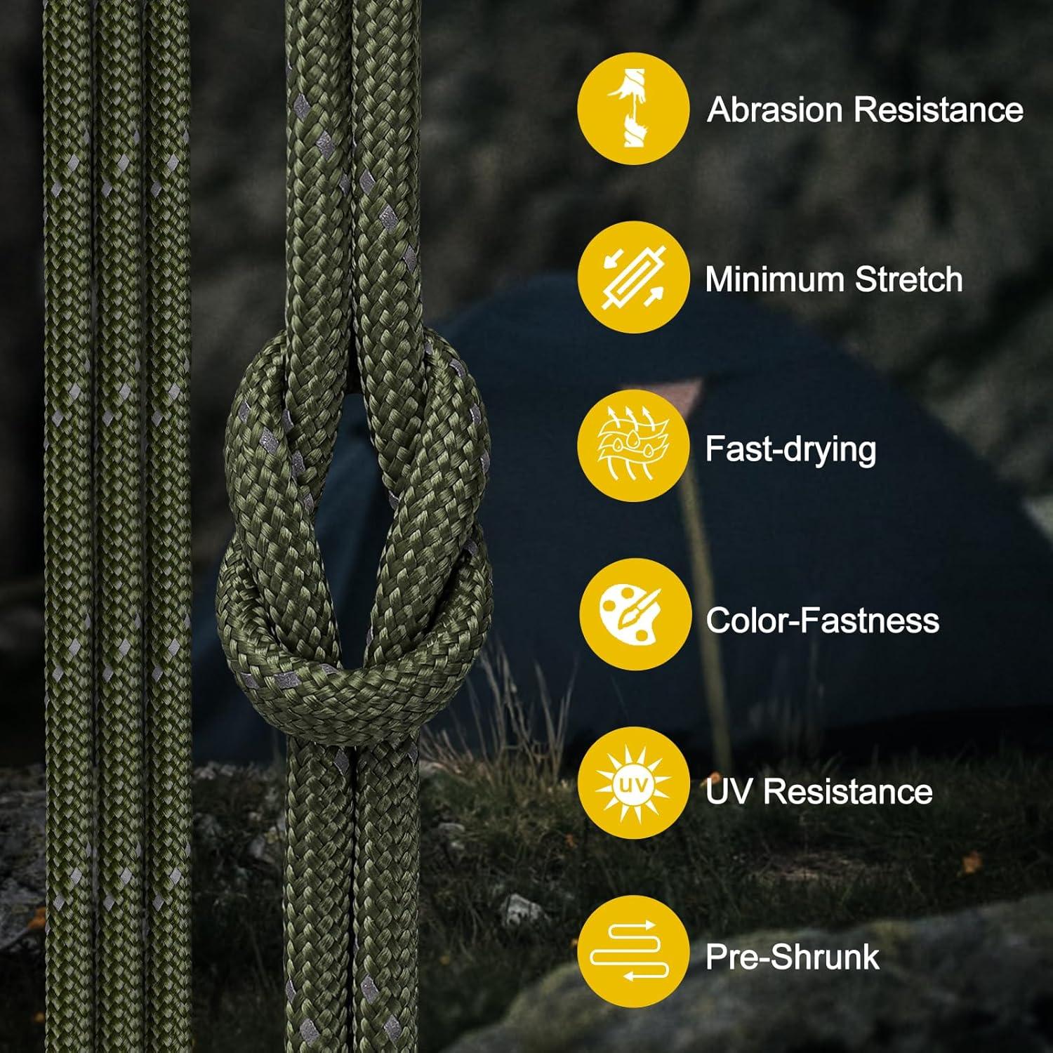 Cuerda Paracord Reflectante 850LB 4MM 30.48m Verde Militar