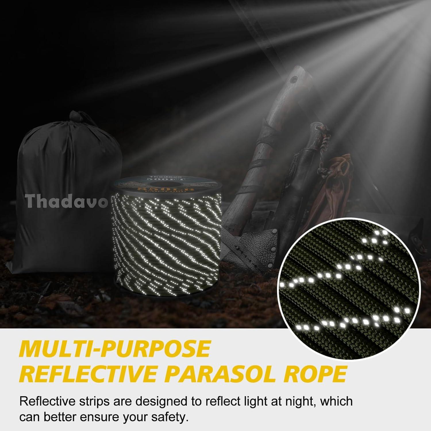 Cuerda Paracord Reflectante 850LB 4MM 30.48m Verde Militar