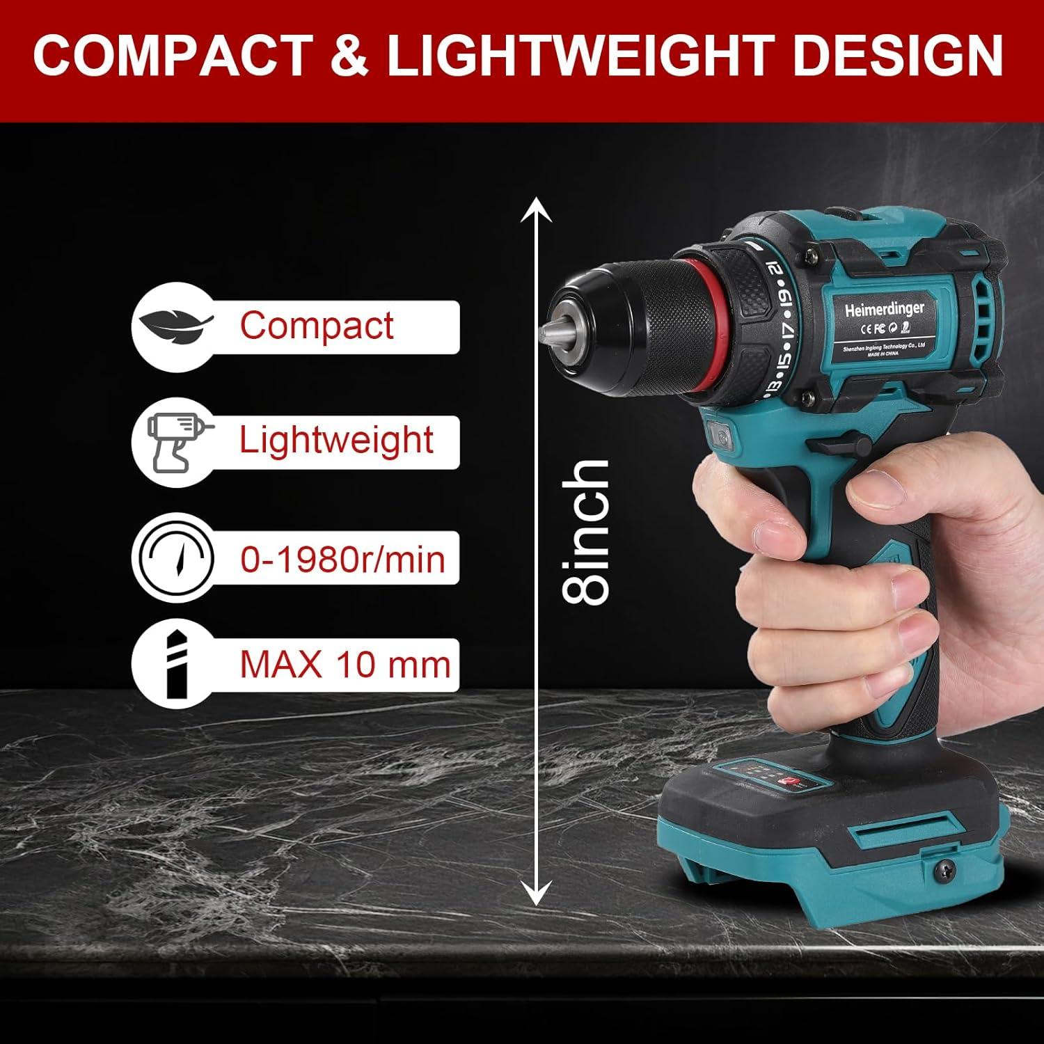 Taladro Inalámbrico Heimerdinger 18V 354 In-lbs 1980 RPM