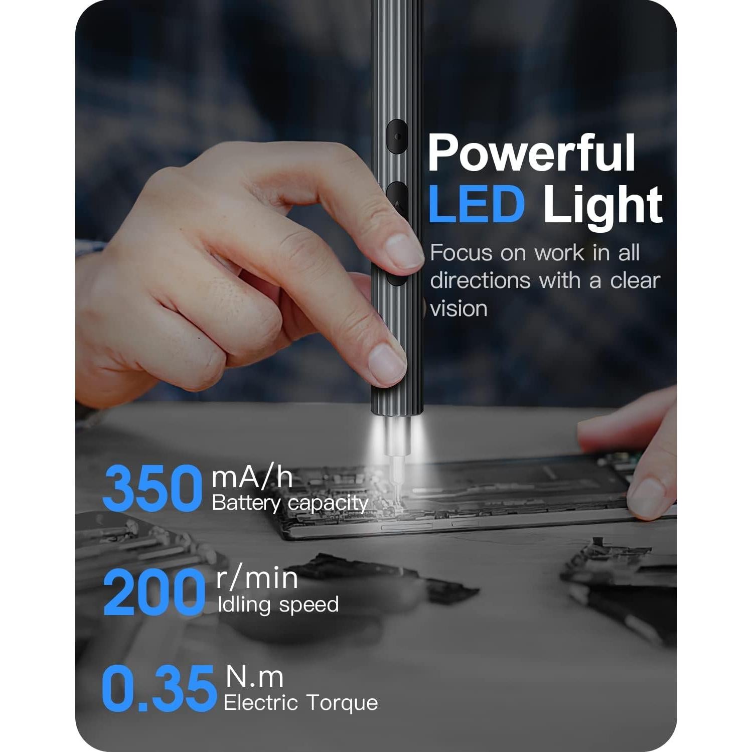 Destornillador Eléctrico Kingsdun 36 en 1 Recargable con LED