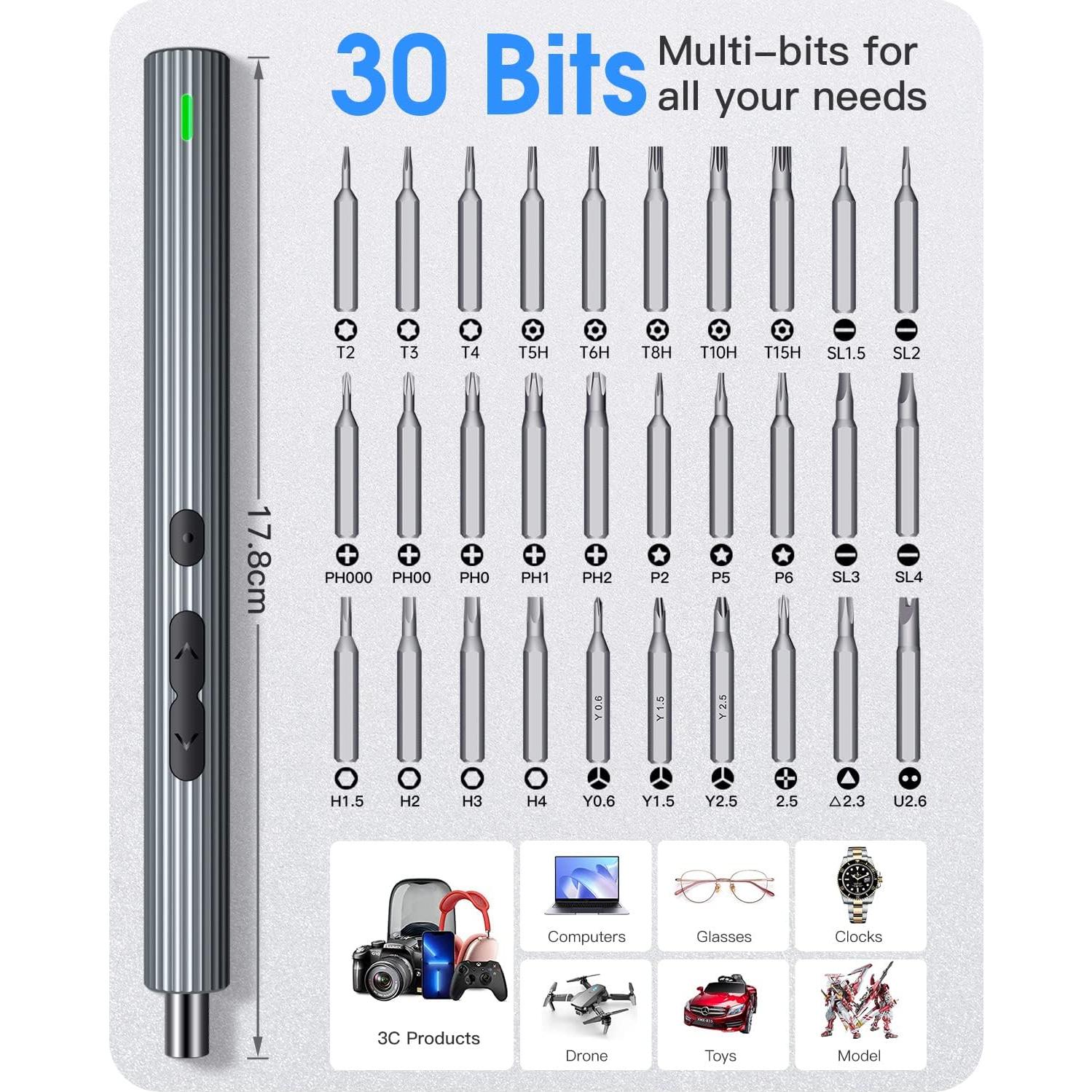 Destornillador Eléctrico Kingsdun 36 en 1 Recargable con LED