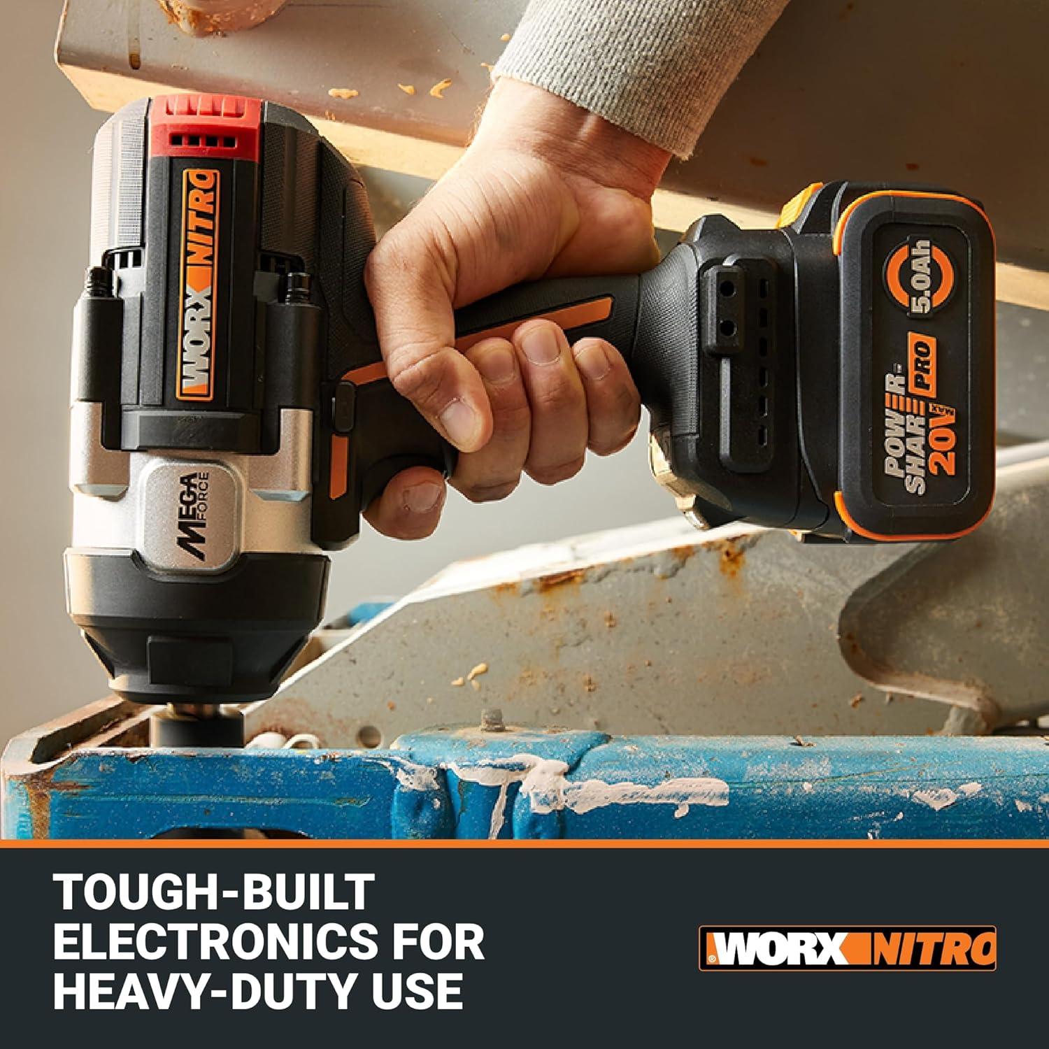 Llave de Impacto Inalámbrica WORX Nitro 20V Sin Escobillas 1400 Nm