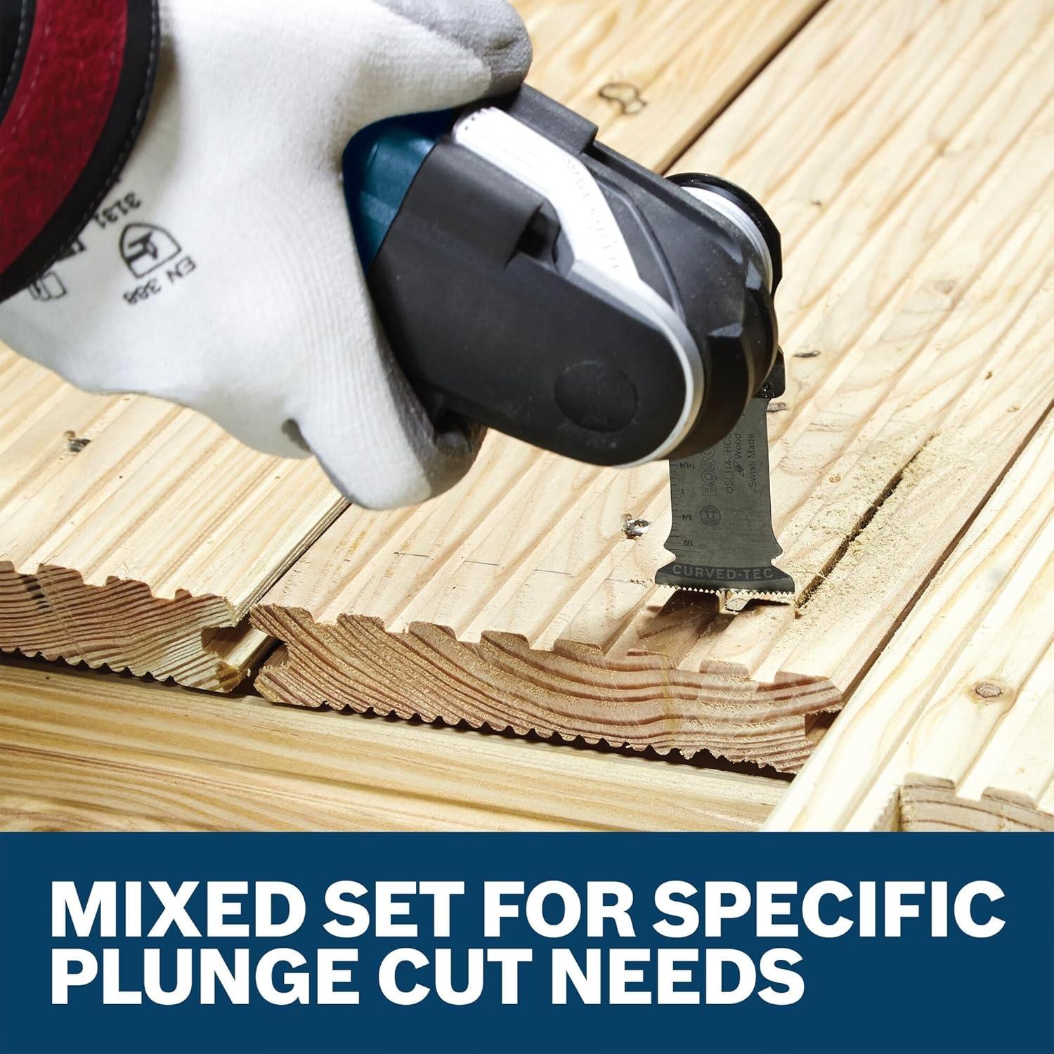 BOSCH OSL003VP 3-Piece 1-1/4 in. Starlock Oscillating Multi Tool Assorted Set Plunge Cut Blades for Mixed Applications in Metal, Wood, and Other General Purpose Materials