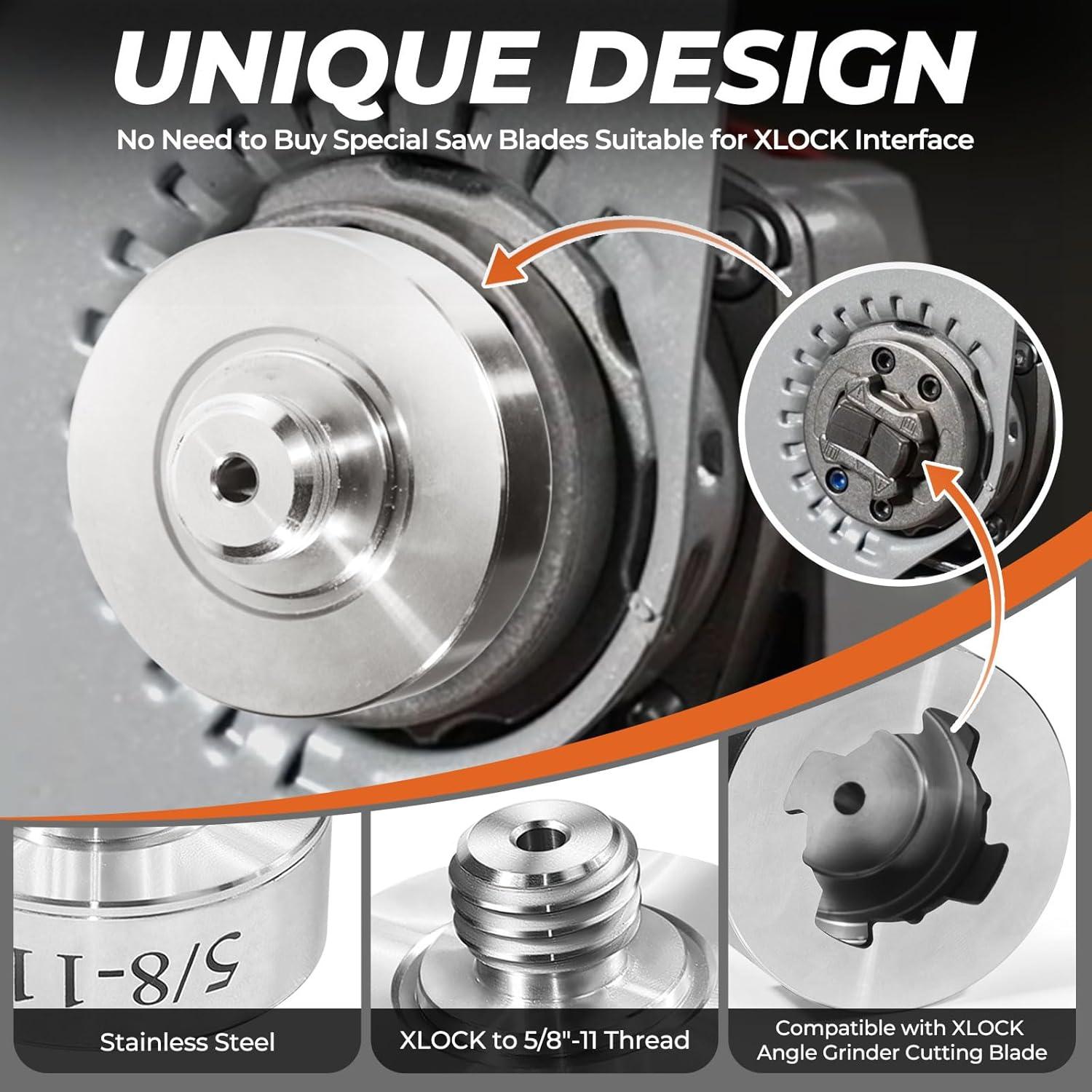 Angle Grinder Adapter Kit(XLOCK to 5/8"-11 Thread),Suitable for XLOCK Angle Grinder,Convert and Install Saw Blades, Polish Discs, etc.