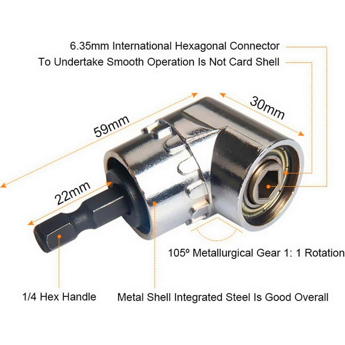 Impact Grade Power Hand Tools Driver Sockets Adapter Extension Set, 3Pcs 1/4 3/8 1/2" Hex Shank Drill Nut Driver Bit Set + 105 Degree Right Angle Driver Extension Screwdriver Drill Attachment