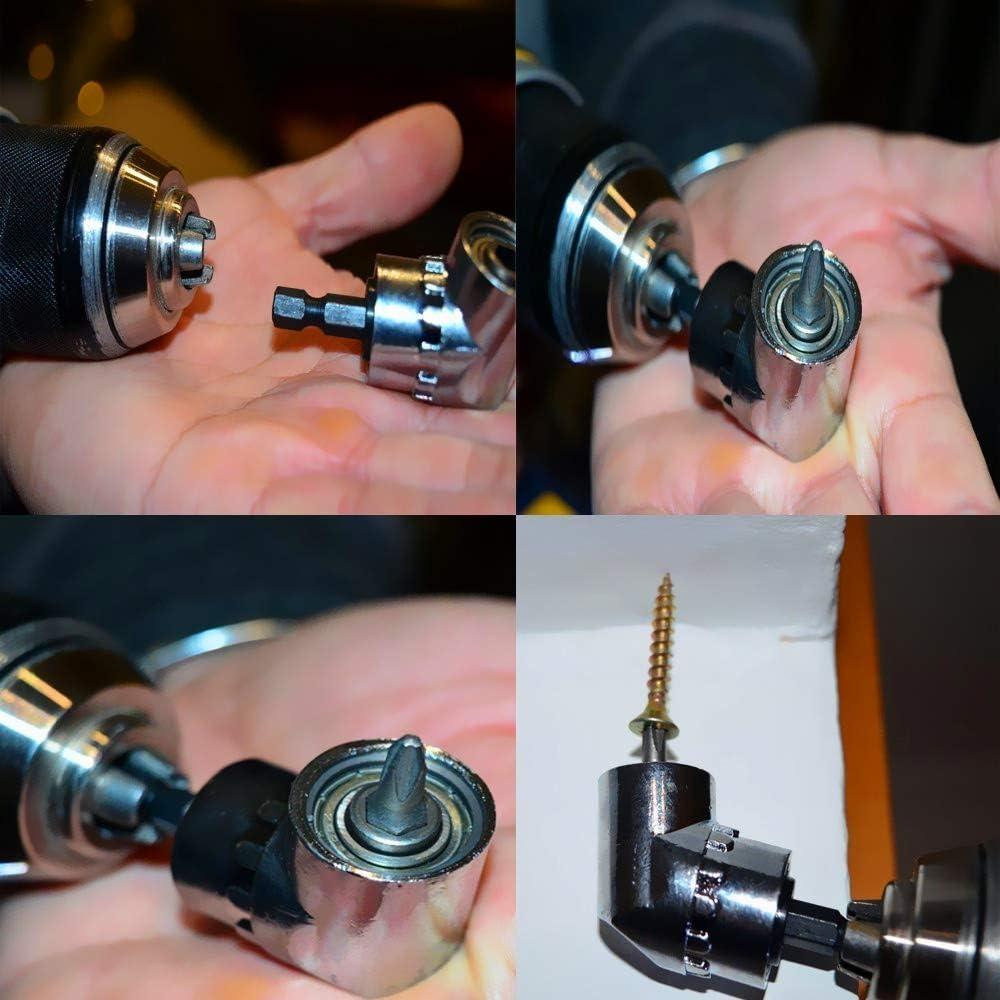 Impact Grade Power Hand Tools Driver Sockets Adapter Extension Set, 3Pcs 1/4 3/8 1/2" Hex Shank Drill Nut Driver Bit Set + 105 Degree Right Angle Driver Extension Screwdriver Drill Attachment