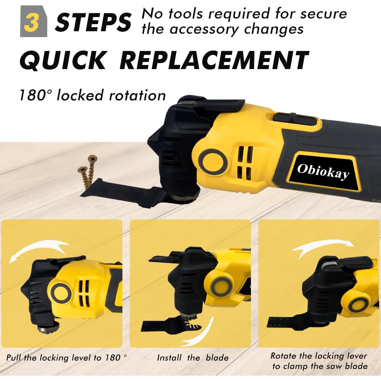 Corded Oscillating Saw 3.5 Amp Oscillating Multi Tool Kit with 4° Oscillation Angle,6 Variable Speed Multi Purpose Power Tool,18Pcs Electric Multitool Blades for Cutting/Sanding