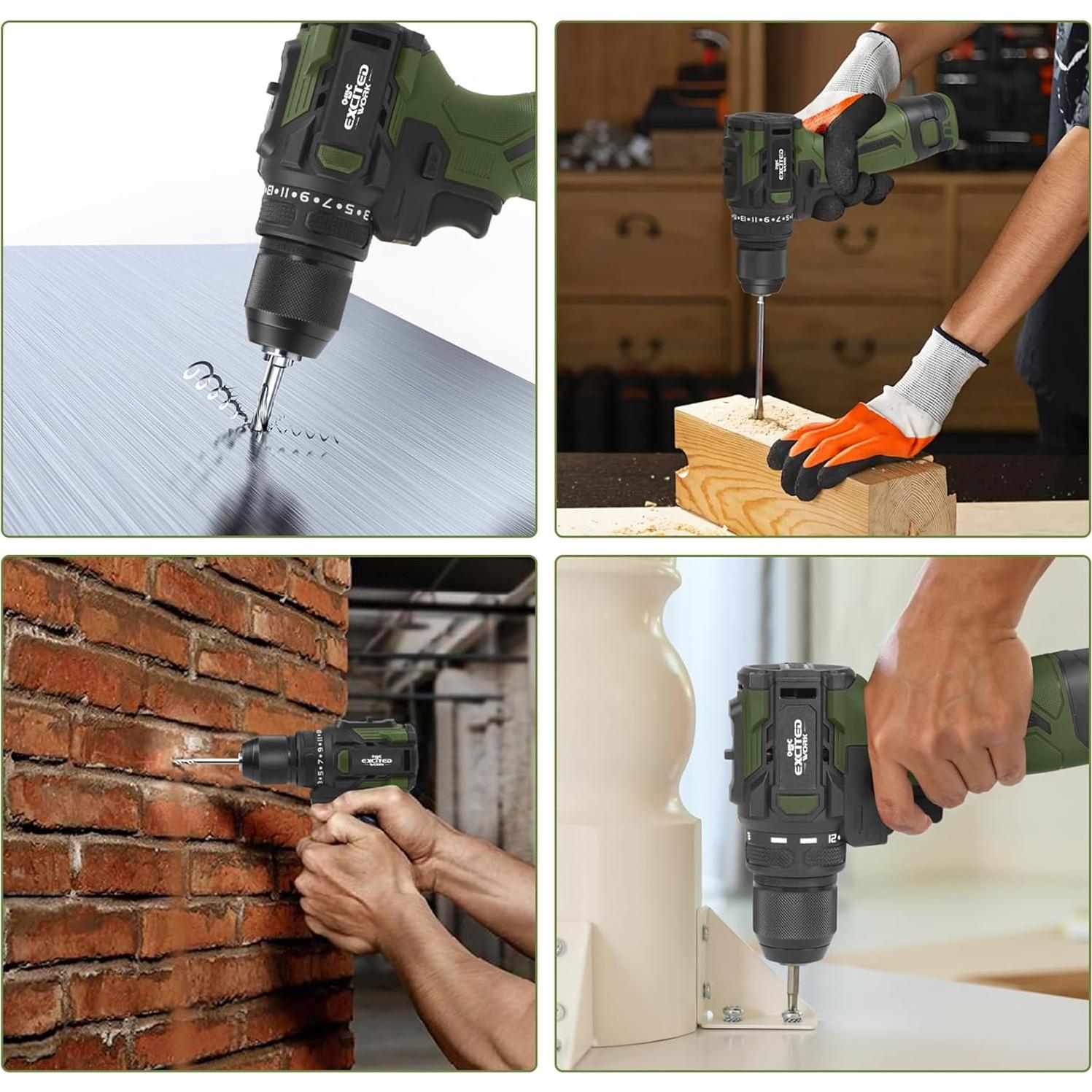 Juego de Taladro Atornillador Inalámbrico LAZYLAND 17V 140Nm