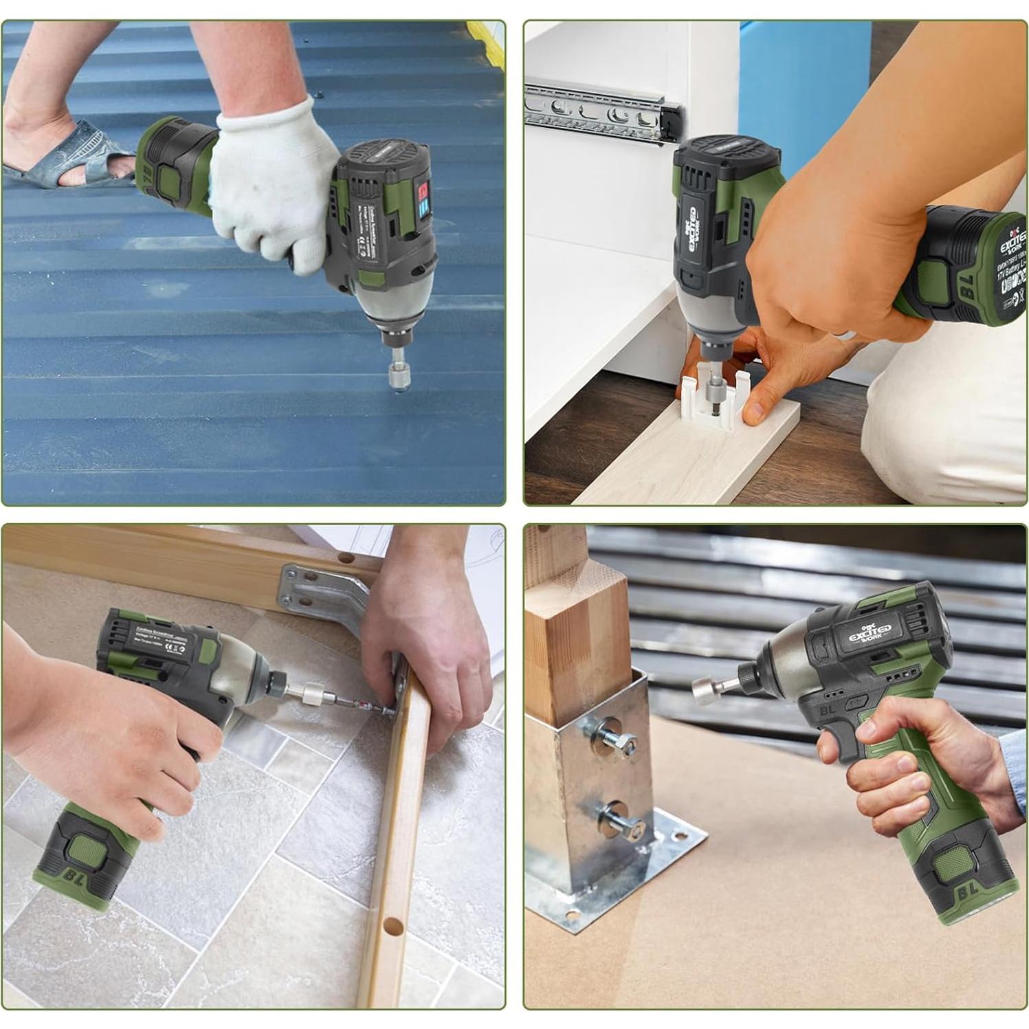 Juego de Taladro Atornillador Inalámbrico LAZYLAND 17V 140Nm