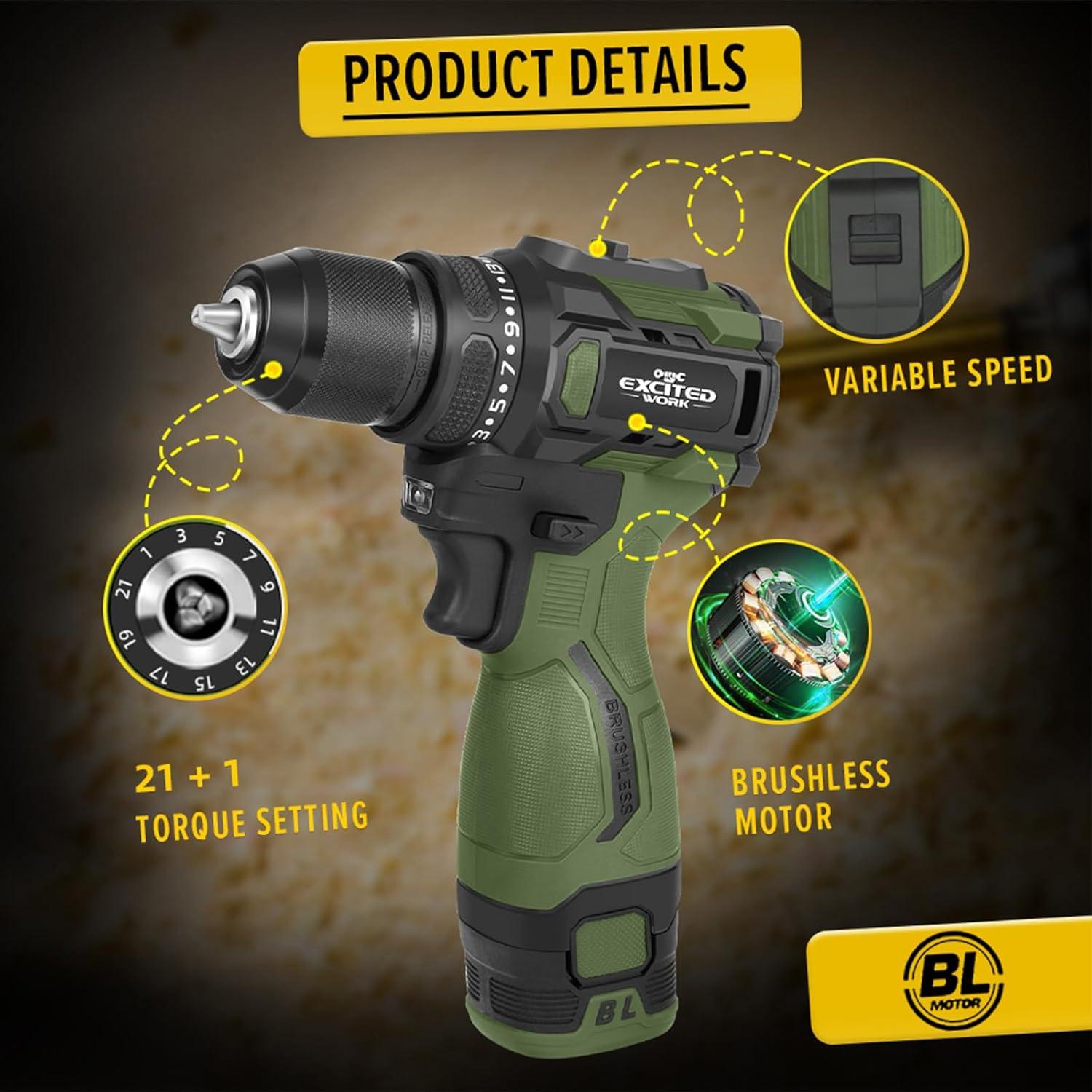 Juego de Taladro Atornillador Inalámbrico LAZYLAND 17V 140Nm