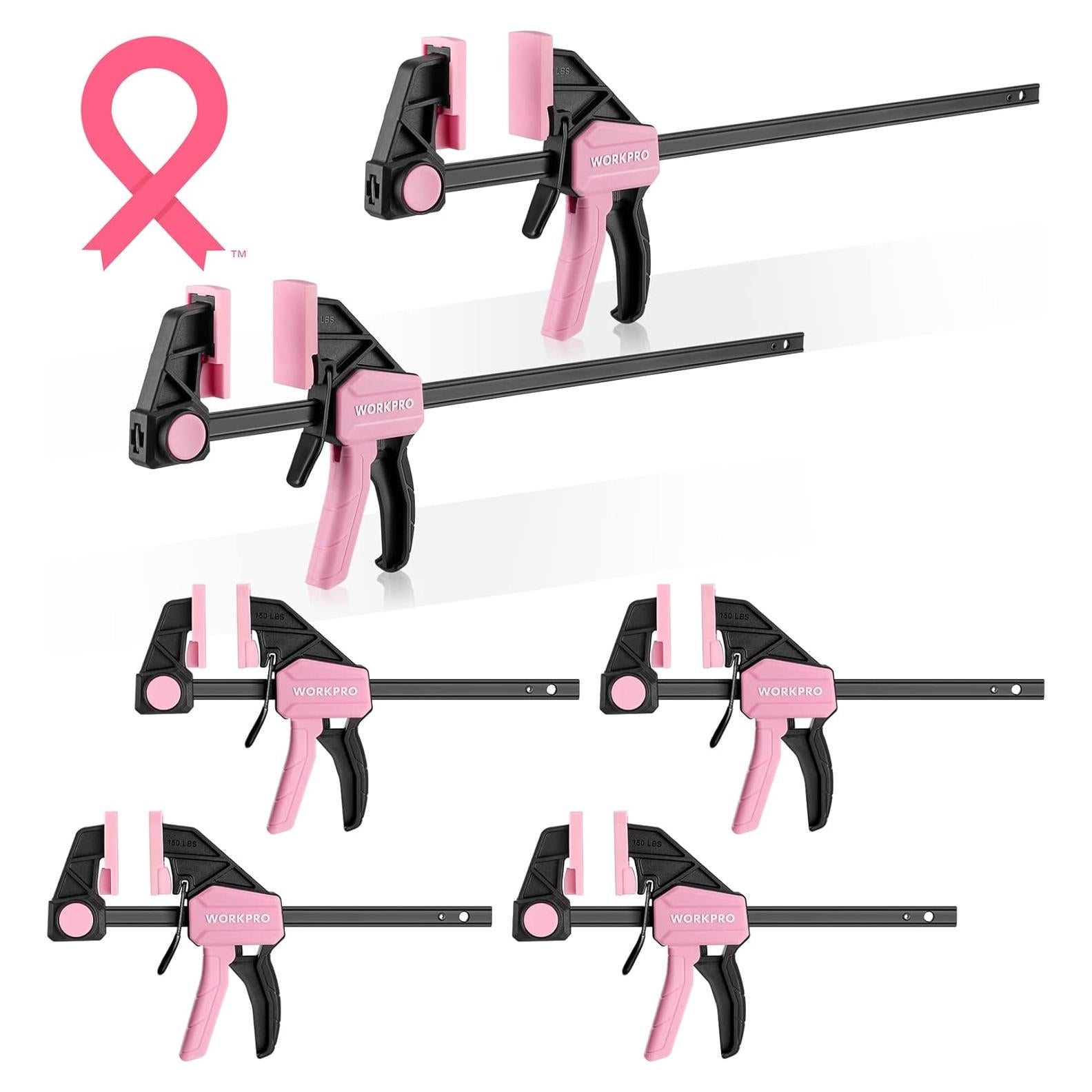 WORKPRO Juego de Abrazaderas de Carpintería 6" y 12" Rosa