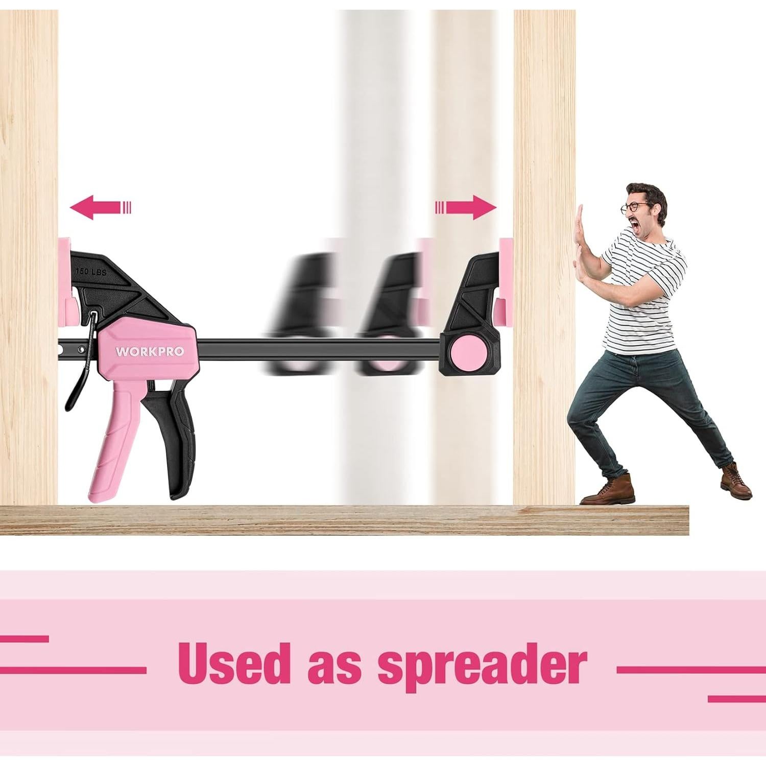 WORKPRO Juego de Abrazaderas de Carpintería 6" y 12" Rosa