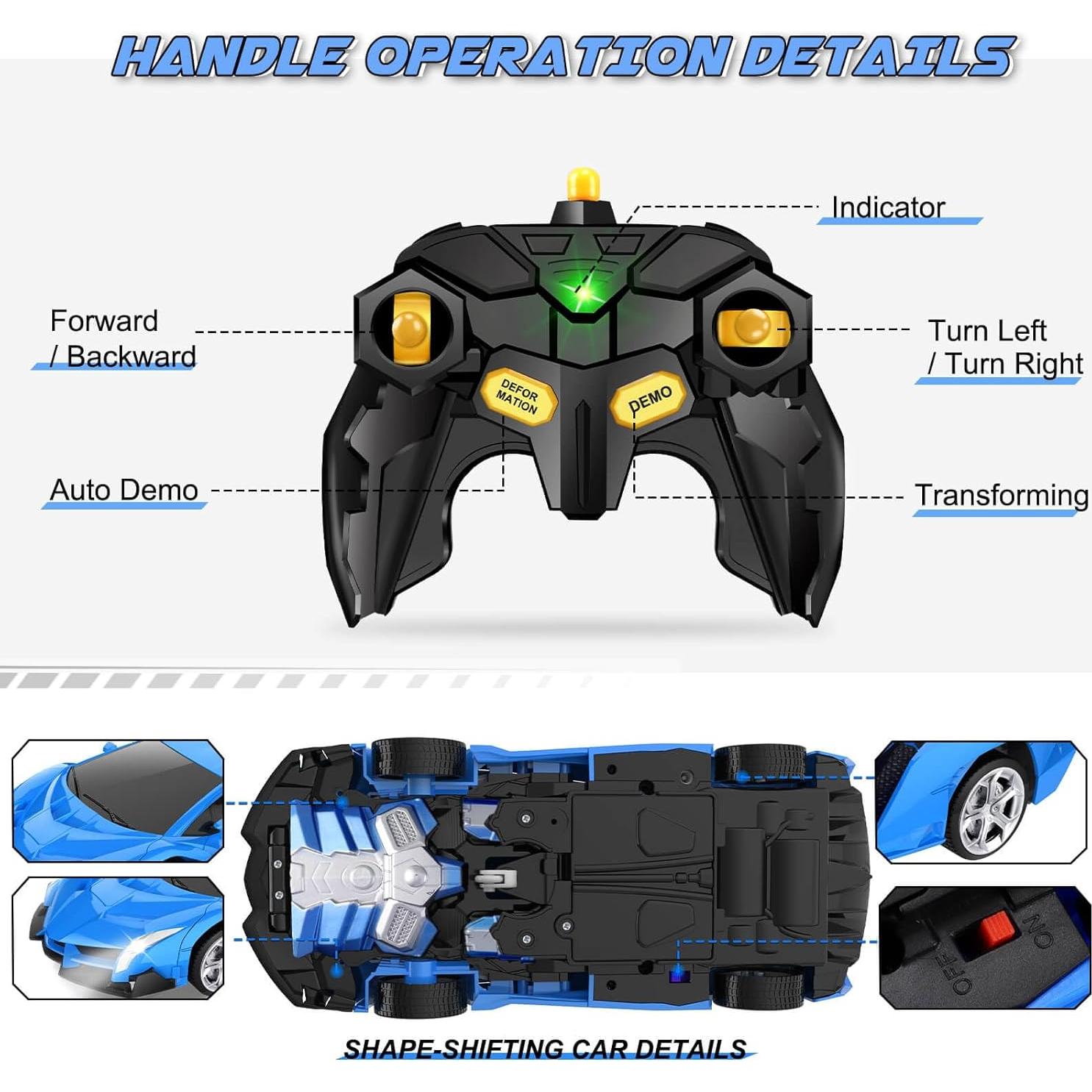 Coche RC Transformable Britik 2.4GHz Azul 22.86x9.91cm