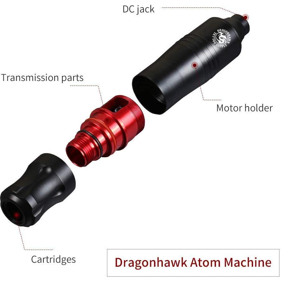 Kit de Tatuaje Profesional Dragonhawk Atom con Agujas y Fuente
