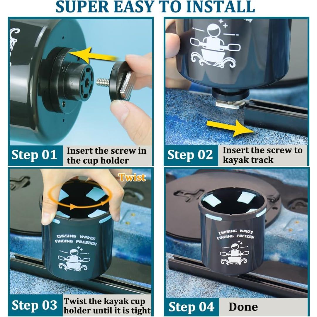 Soporte para Tazas de Kayak Huntury 2 Pcs con Tapas de Goma
