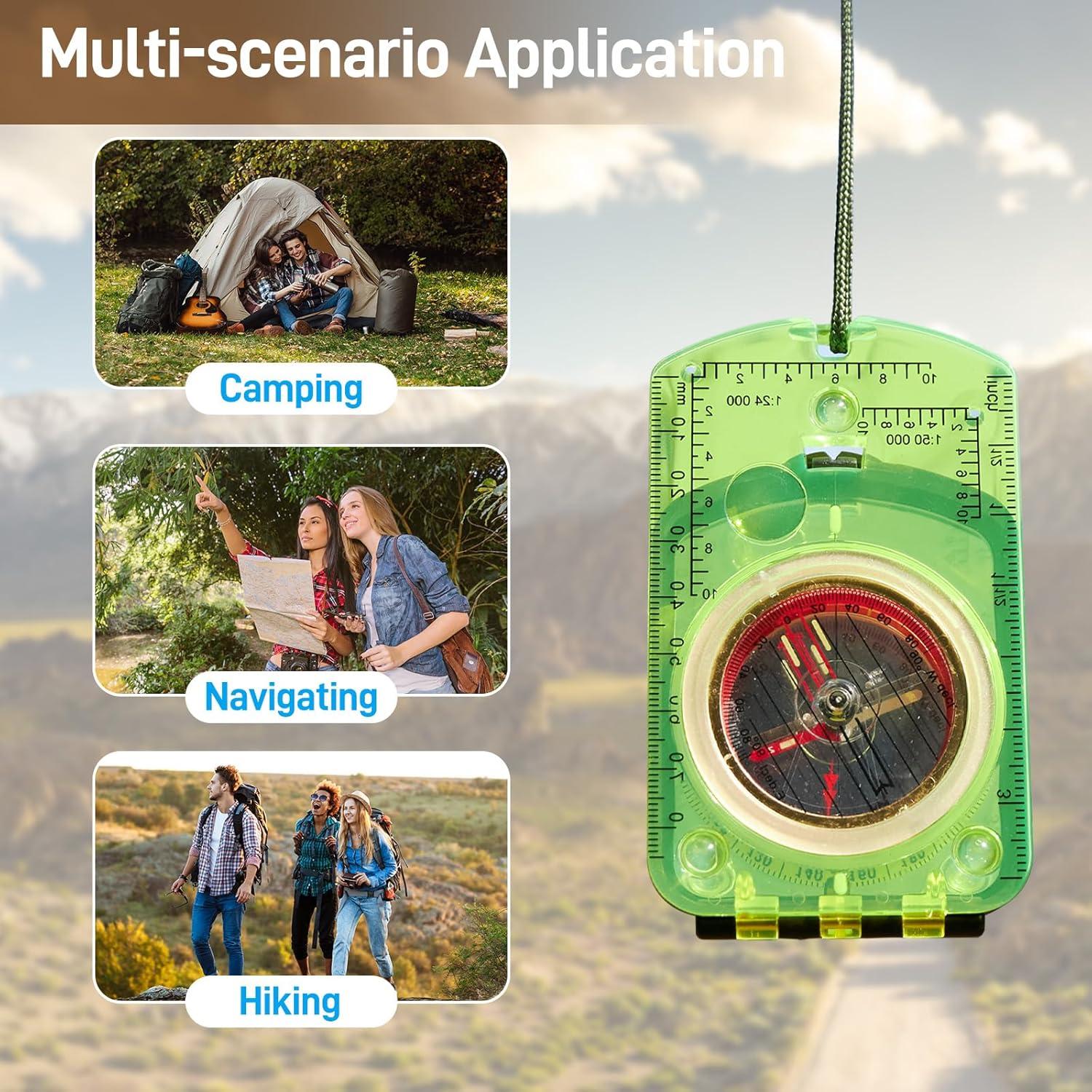 Brújula de Supervivencia Sportneer para Senderismo Verde