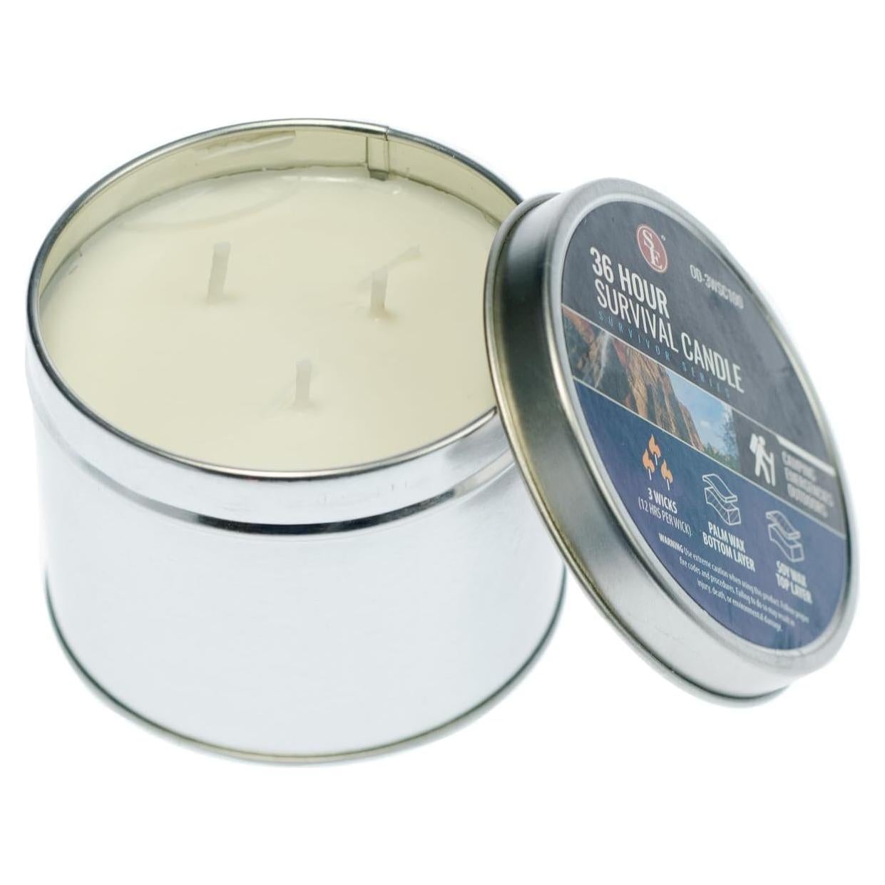 Vela de Emergencia 3 Mechas SE Survivor 36 Horas Cera Soja