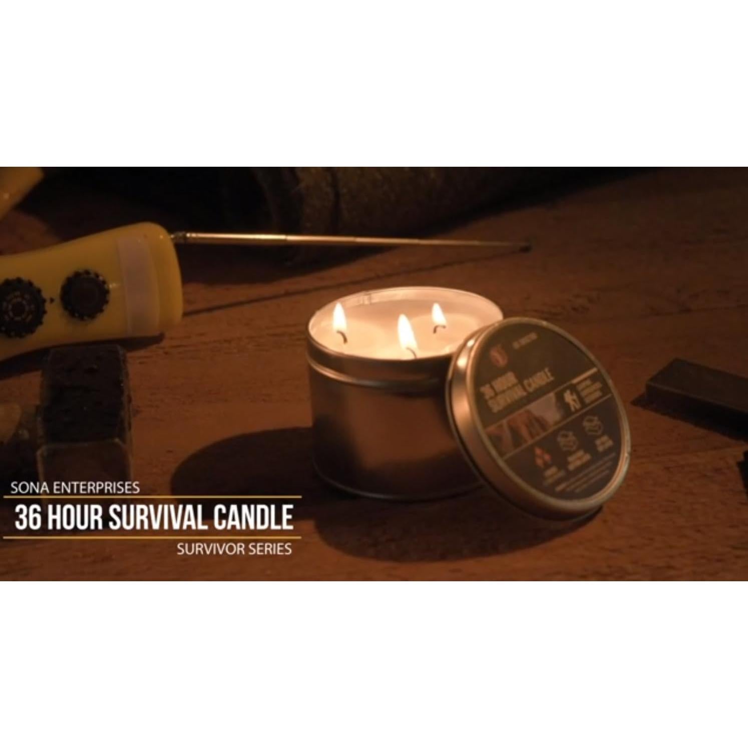 Vela de Emergencia 3 Mechas SE Survivor 36 Horas Cera Soja