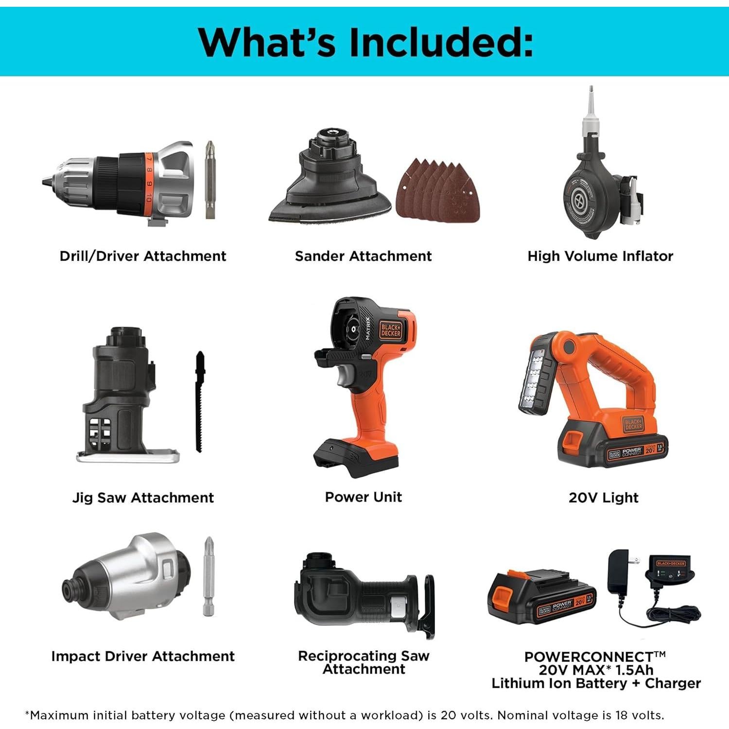 Kit de Herramientas Inalámbricas BLACK+DECKER MATRIX 20V MAX 7 Piezas