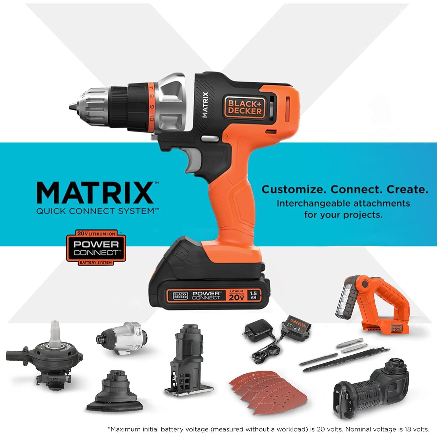 Kit de Herramientas Inalámbricas BLACK+DECKER MATRIX 20V MAX 7 Piezas