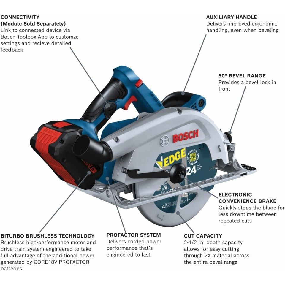 Sierra Circular Bosch GKS18V-25CB14 18V 7-1/4" con Batería 8 Ah