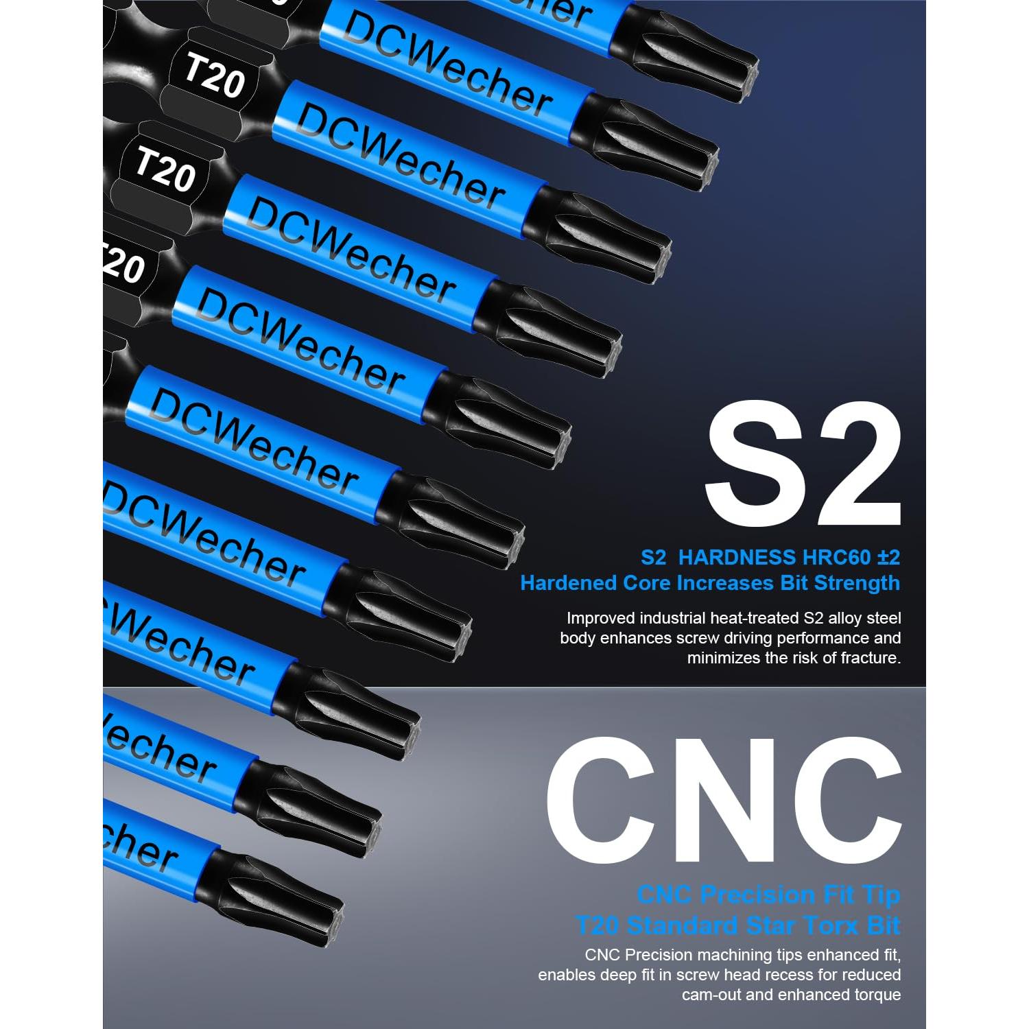 Paquete de 10 Puntas Torx T20 de 5.08 cm Acero S2 DCWecher