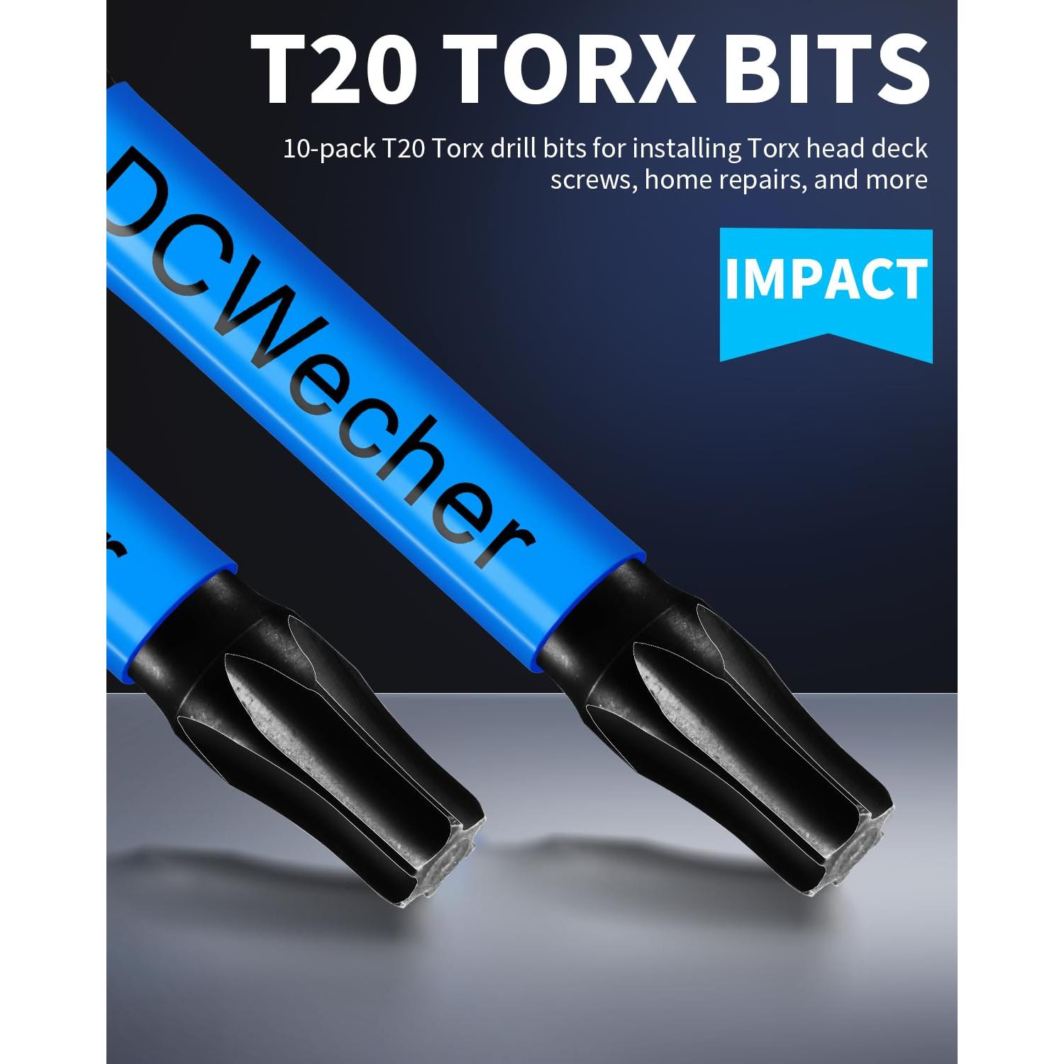 Paquete de 10 Puntas Torx T20 de 5.08 cm Acero S2 DCWecher