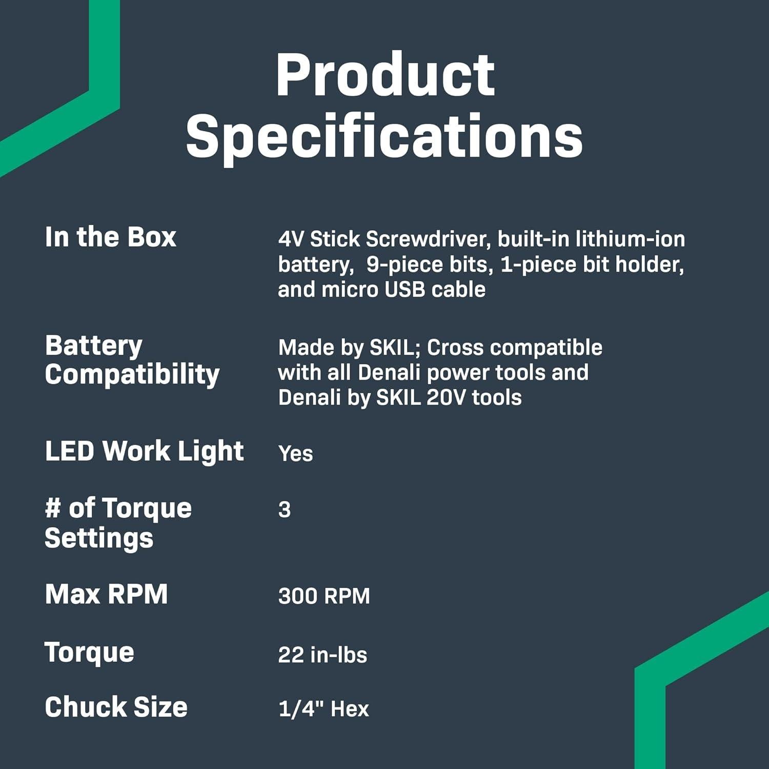 Destornillador Inalámbrico 4V Amazon Basics con 10 Piezas