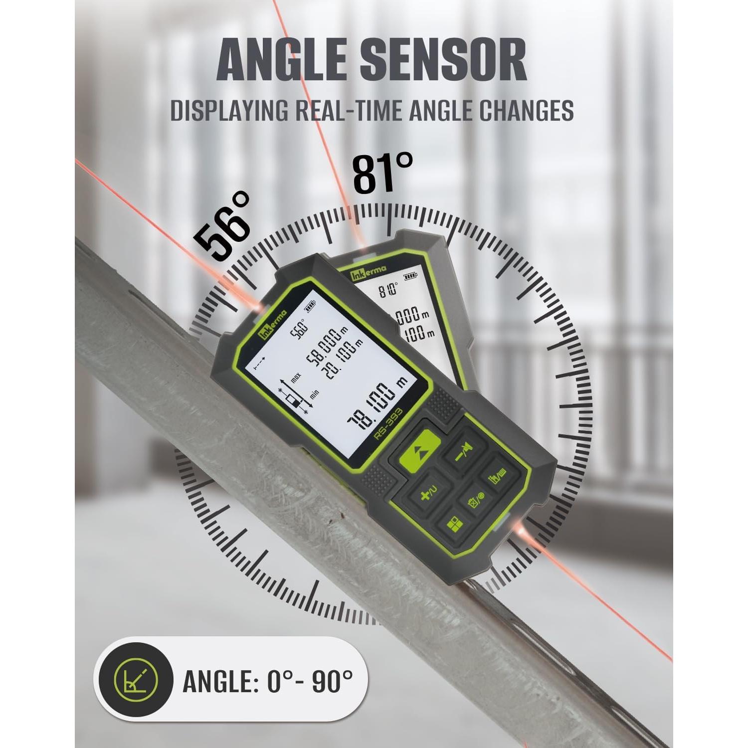 Medidor de Distancia Láser Inkerma RS-393, 120m, Recargable