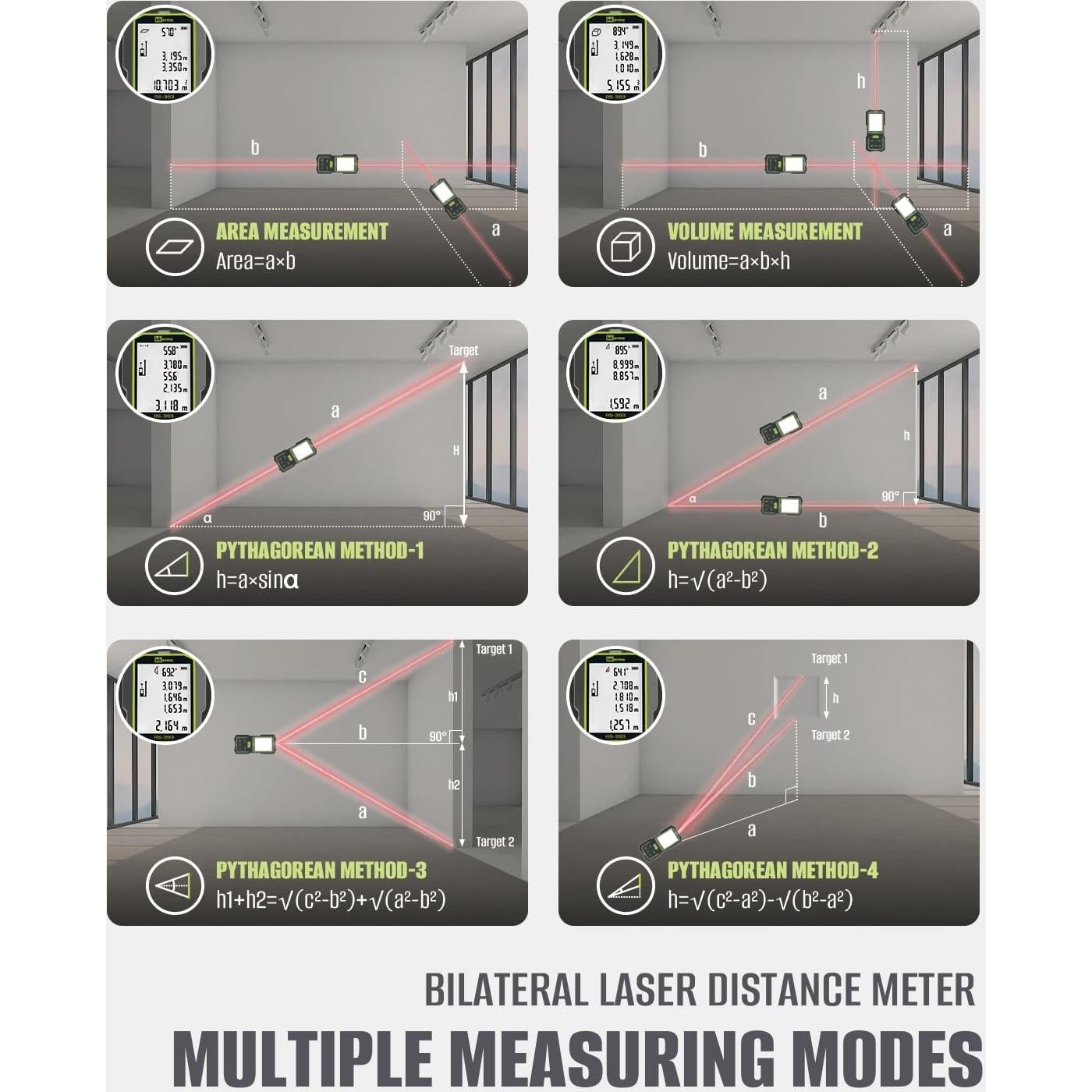 Medidor de Distancia Láser Inkerma RS-393, 120m, Recargable