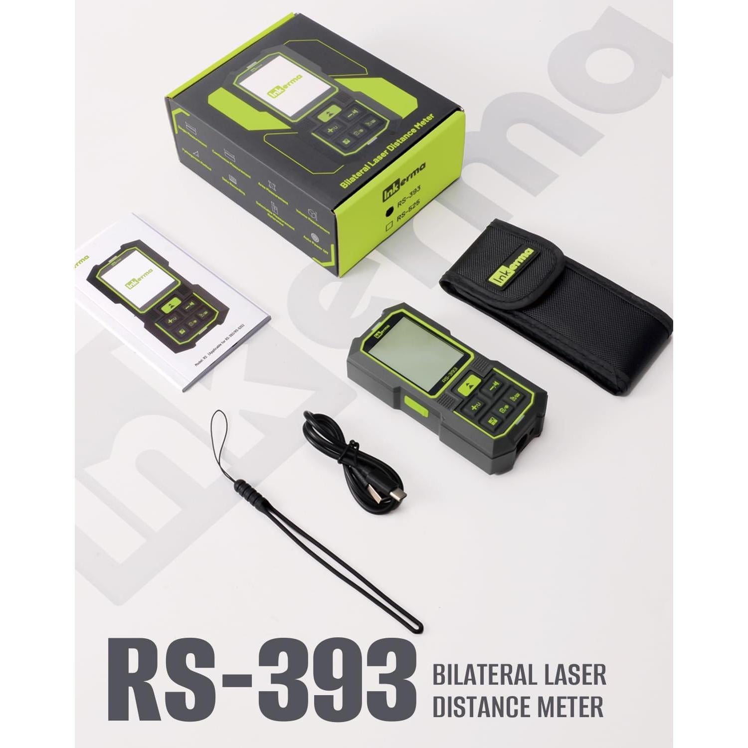 Medidor de Distancia Láser Inkerma RS-393, 120m, Recargable