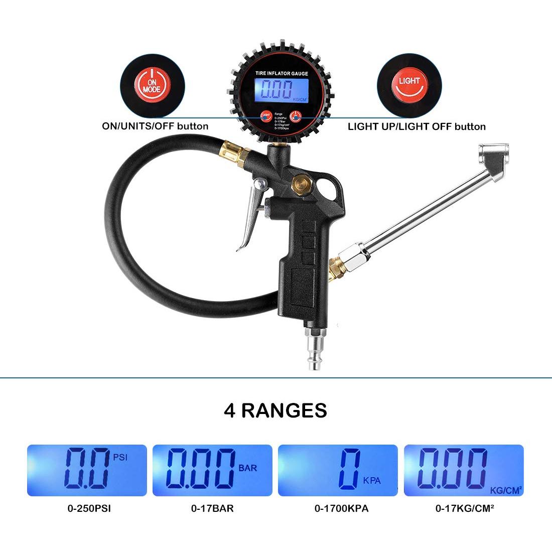 Medidor Digital de Inflador de Neumáticos CZC AUTO 33 cm