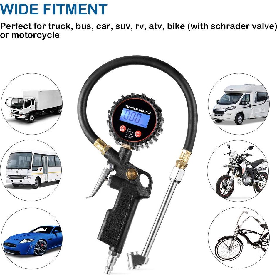 Medidor Digital de Inflador de Neumáticos CZC AUTO 33 cm