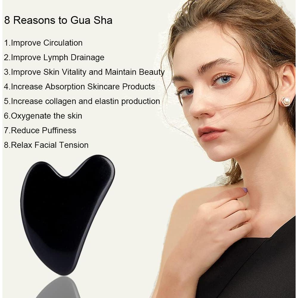 Herramienta Gua Sha Facial Ditind de Obsidiana Negra 8.1cm