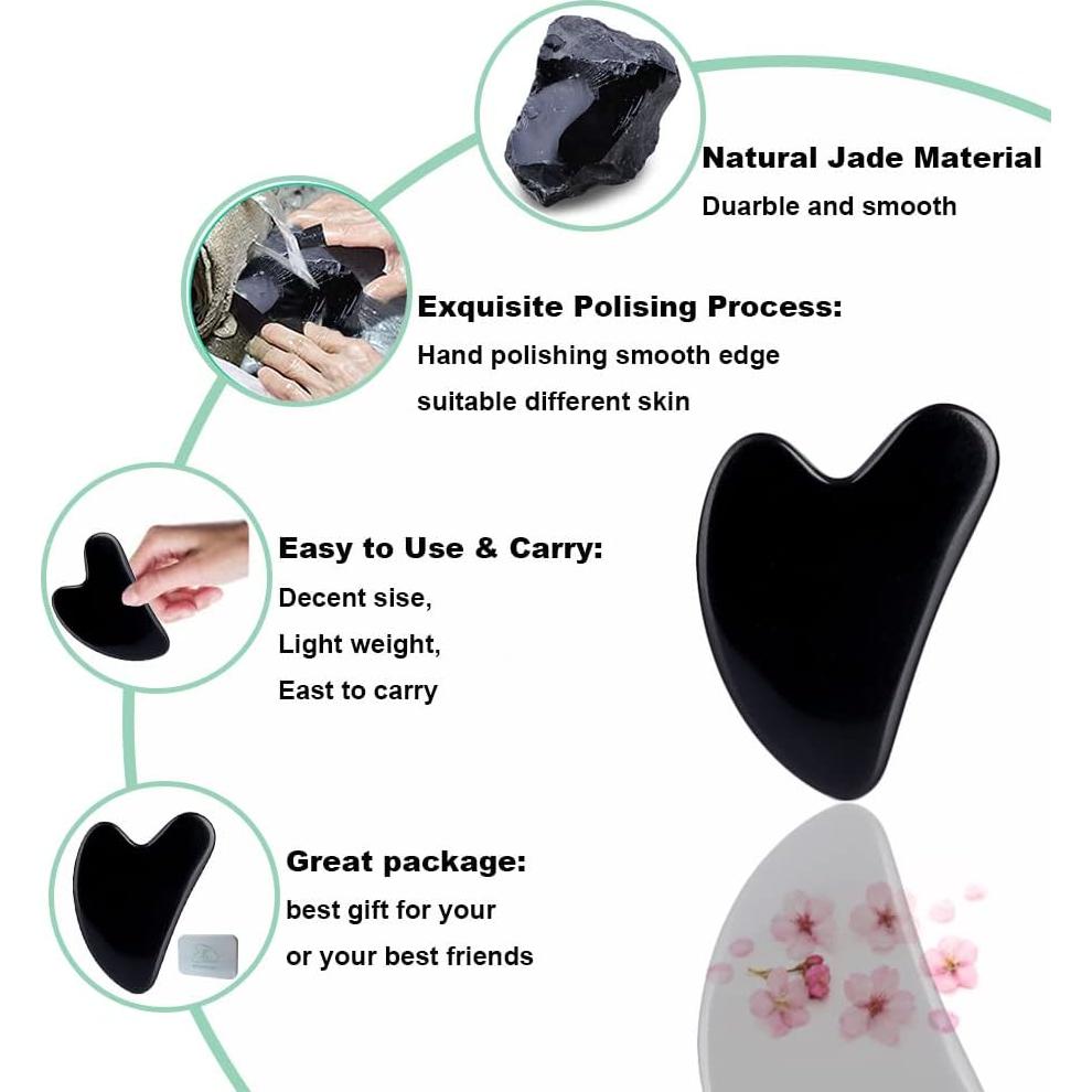 Herramienta Gua Sha Facial Ditind de Obsidiana Negra 8.1cm