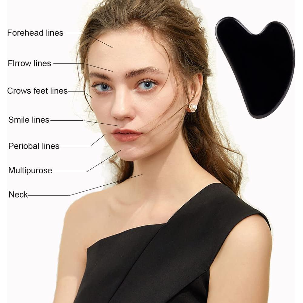 Herramienta Gua Sha Facial Ditind de Obsidiana Negra 8.1cm