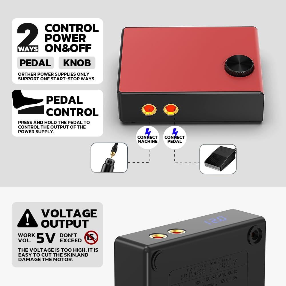 Kit de Tatuaje Nazzor Pluma 1500mAh con Pantalla LCD