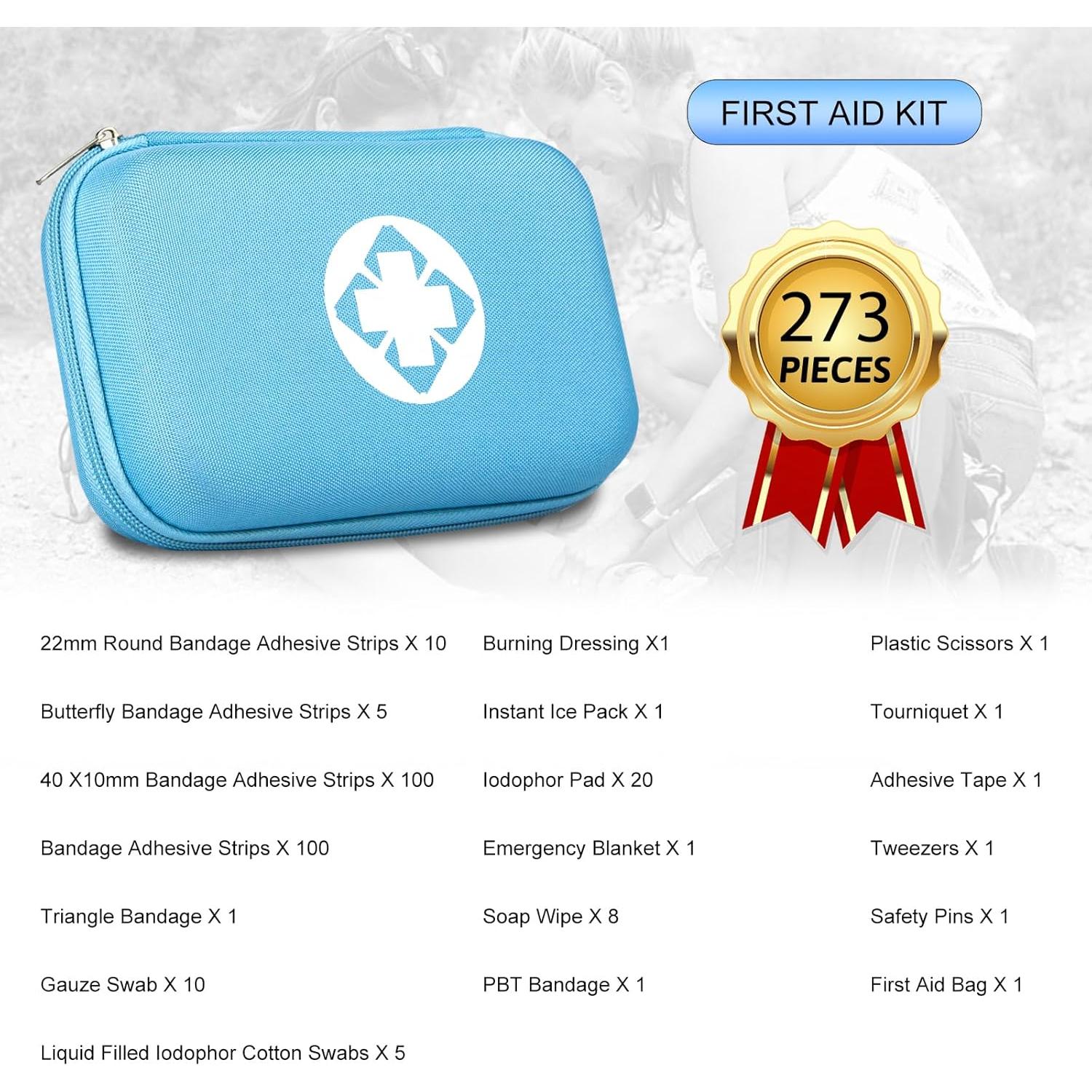 Kit de Primeros Auxilios YIDERBO 273 Piezas Azul Compacto