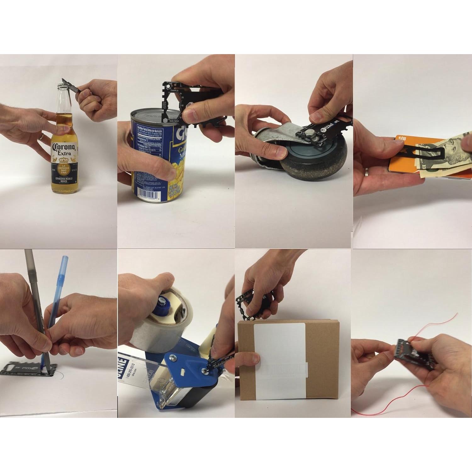 W4W, Multi purpose survival Pocket tool - Stocking Stuffers for Men Great Christmas gifts - Credit Card Wallet Size Ninja Multitool - 43 in 1 (Black)