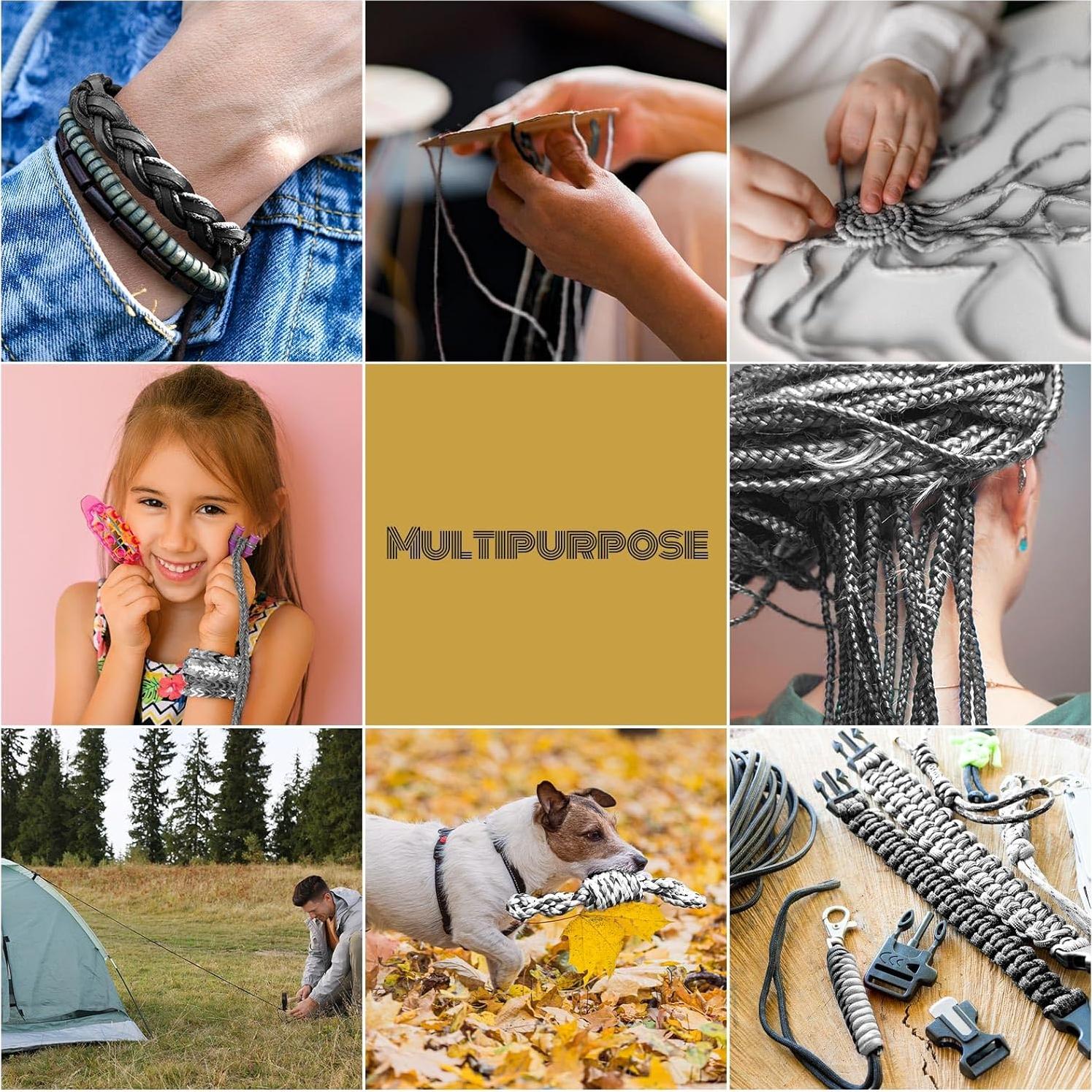 Kit de Cuerdas Paracord 550 Riakrum 80 Piezas 3.05m Negro