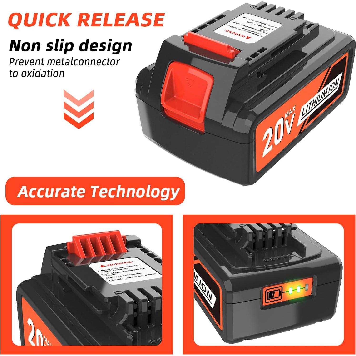 Batería de Reemplazo 20V 8.0Ah Black y Decker LB2X4020M