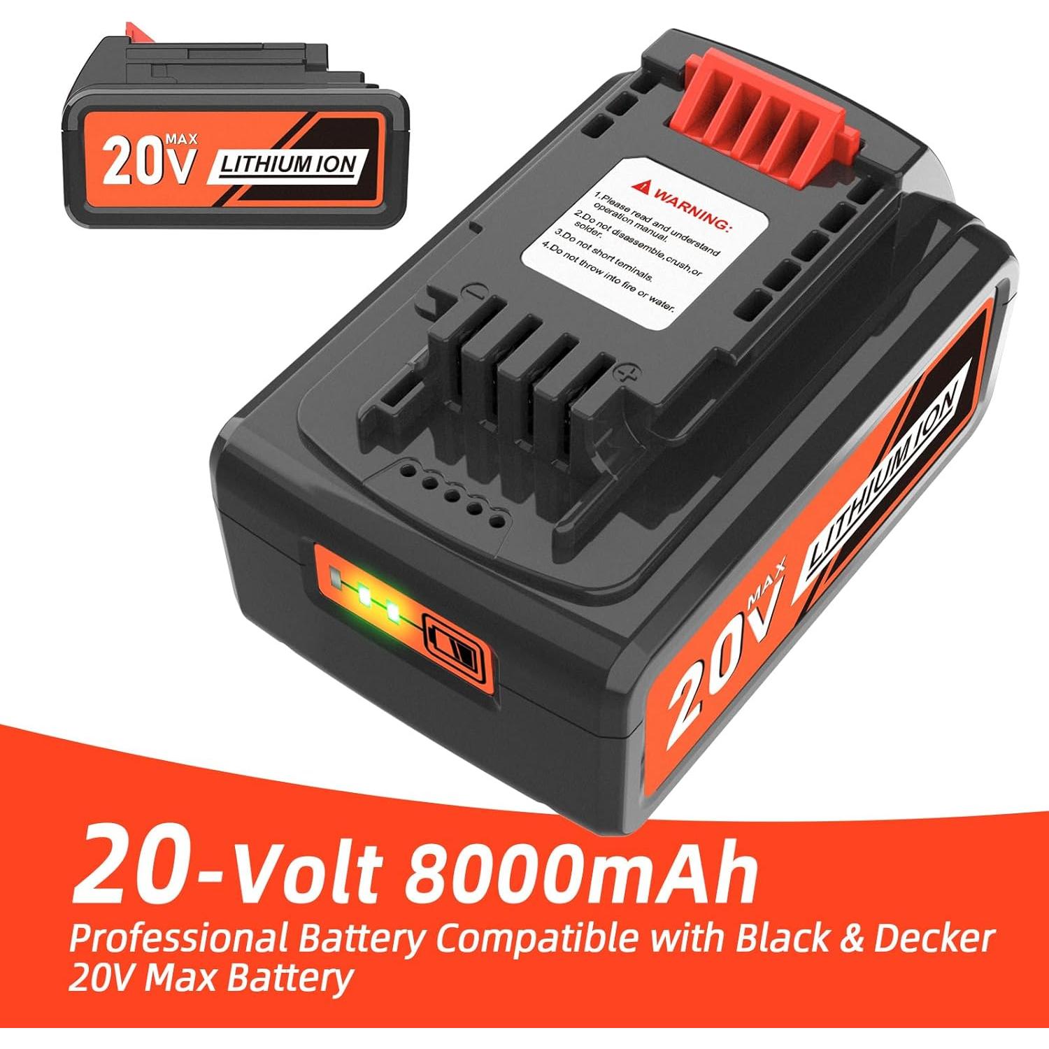 Batería de Reemplazo 20V 8.0Ah Black y Decker LB2X4020M